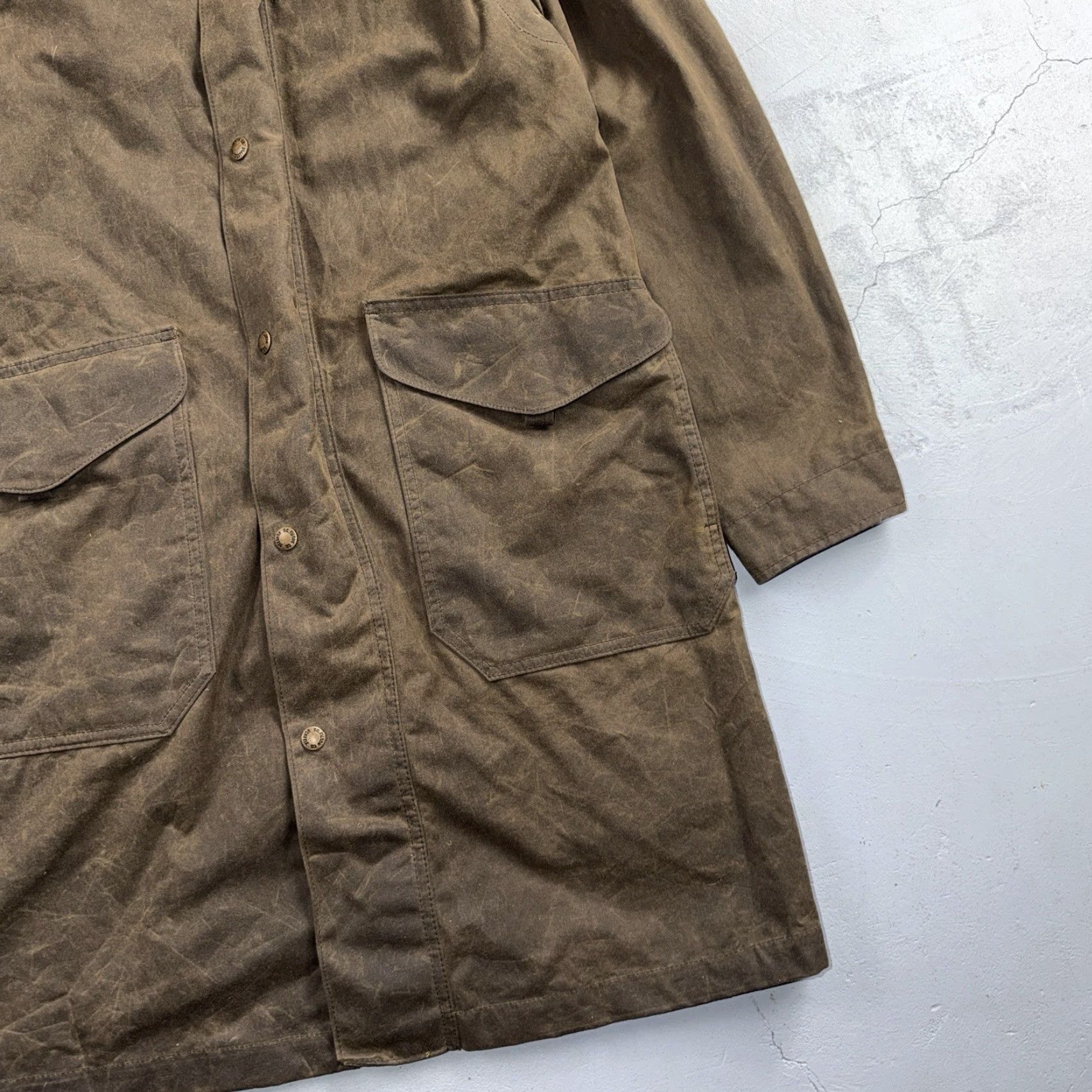Filson VINTAGE Filson Trench Coat Jacket Waxed Olive Oil Cloth XS Men Army Waxed Mint Condition Size US XS / EU 42 / 0 - 3 Thumbnail