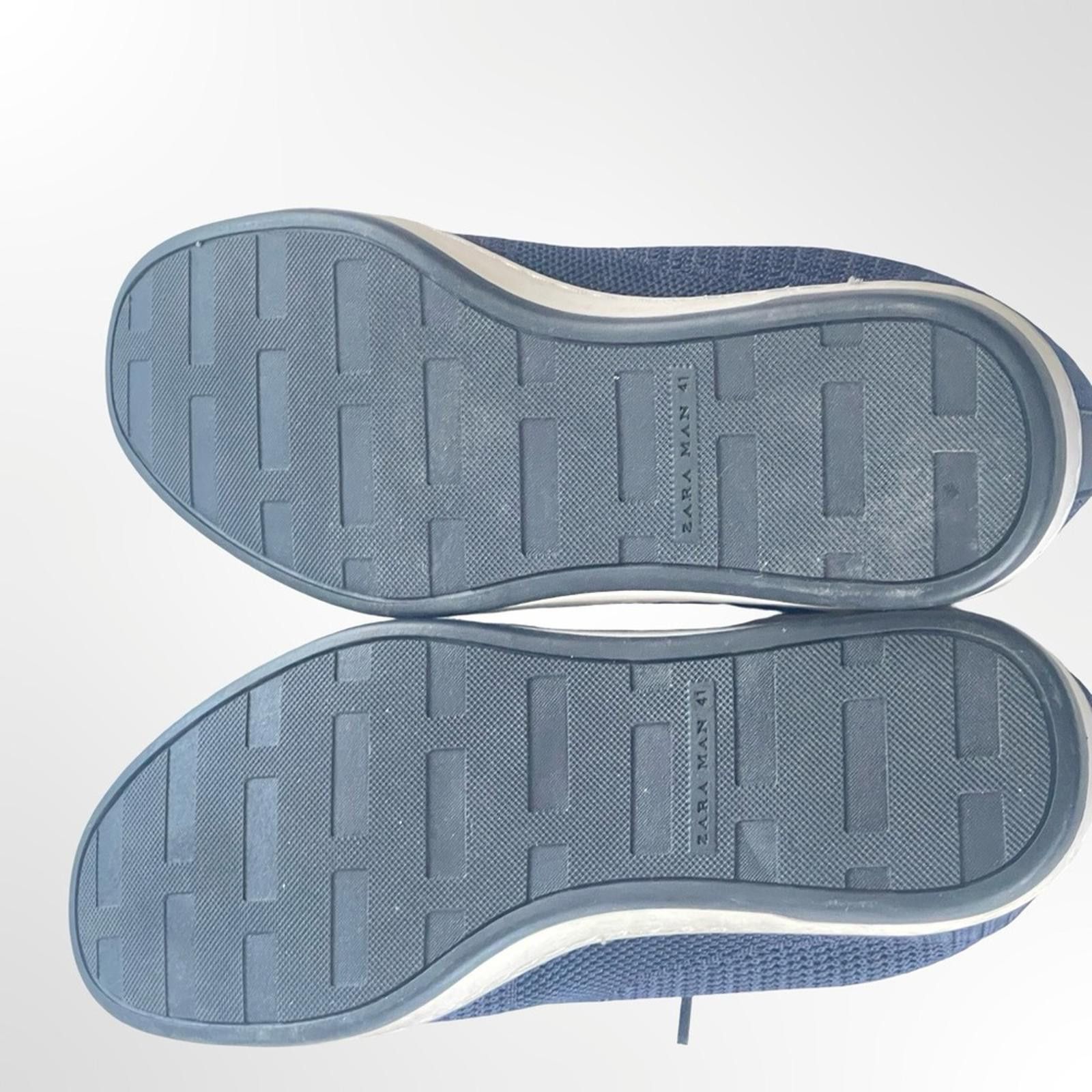 Zara Zara Men Navy Knit Lace-Up Casual Sneakers Size US 8 / EU 41 - 4 Thumbnail