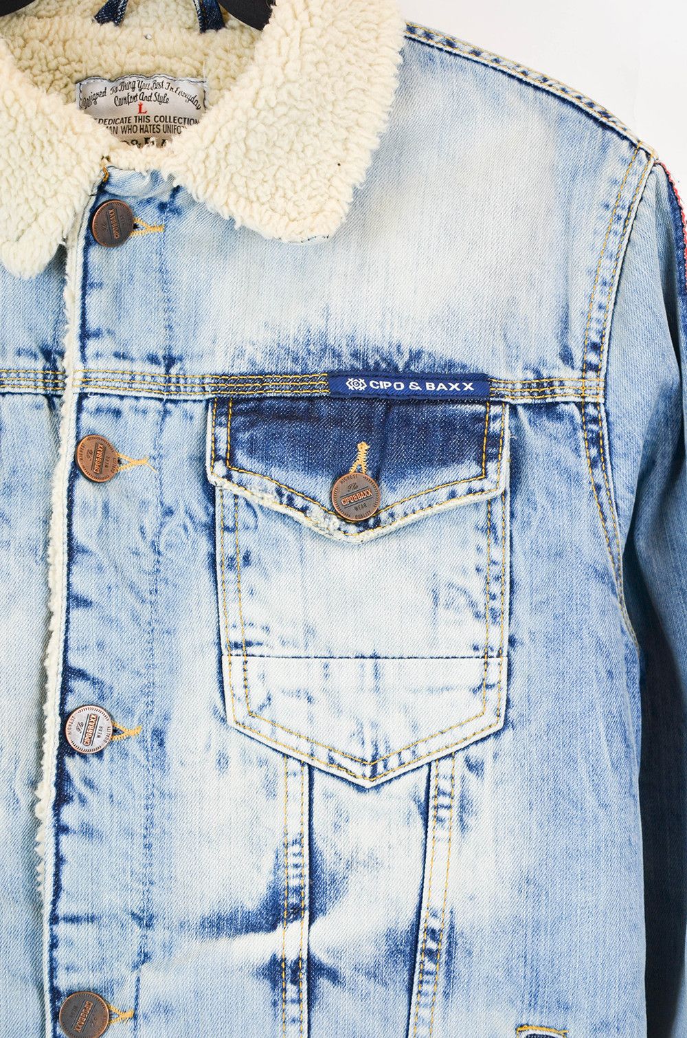 Japanese Brand Cipo & Baxx Sherpa Denim Jacket – Size L (Fits M/L) Size US L / EU 52-54 / 3 - 5 Thumbnail