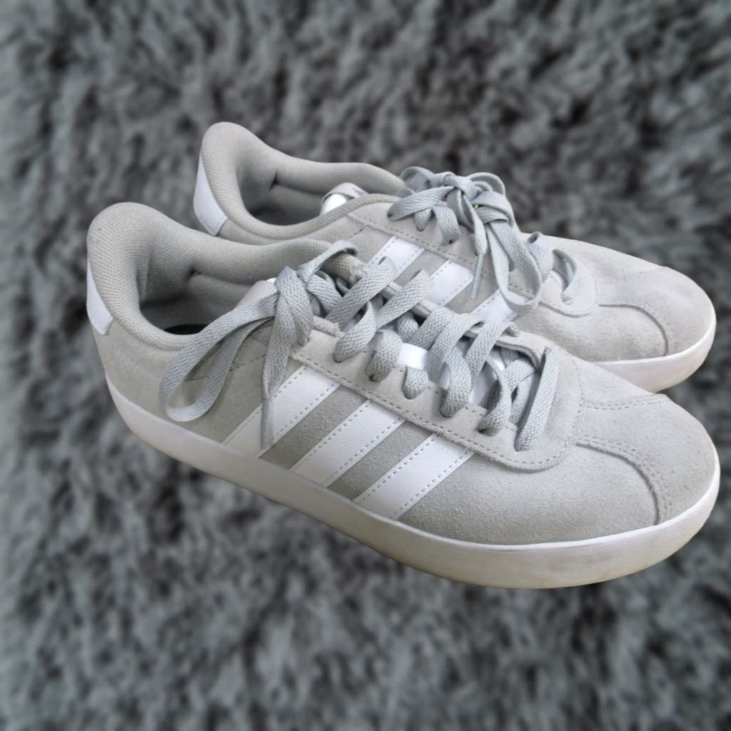 Adidas Adidas Shoes Mens Size 8.5 Gray White Court Set Low Top Sneakers Suede Casual Size US M / EU 48-50 / 2 - 1 Thumbnail