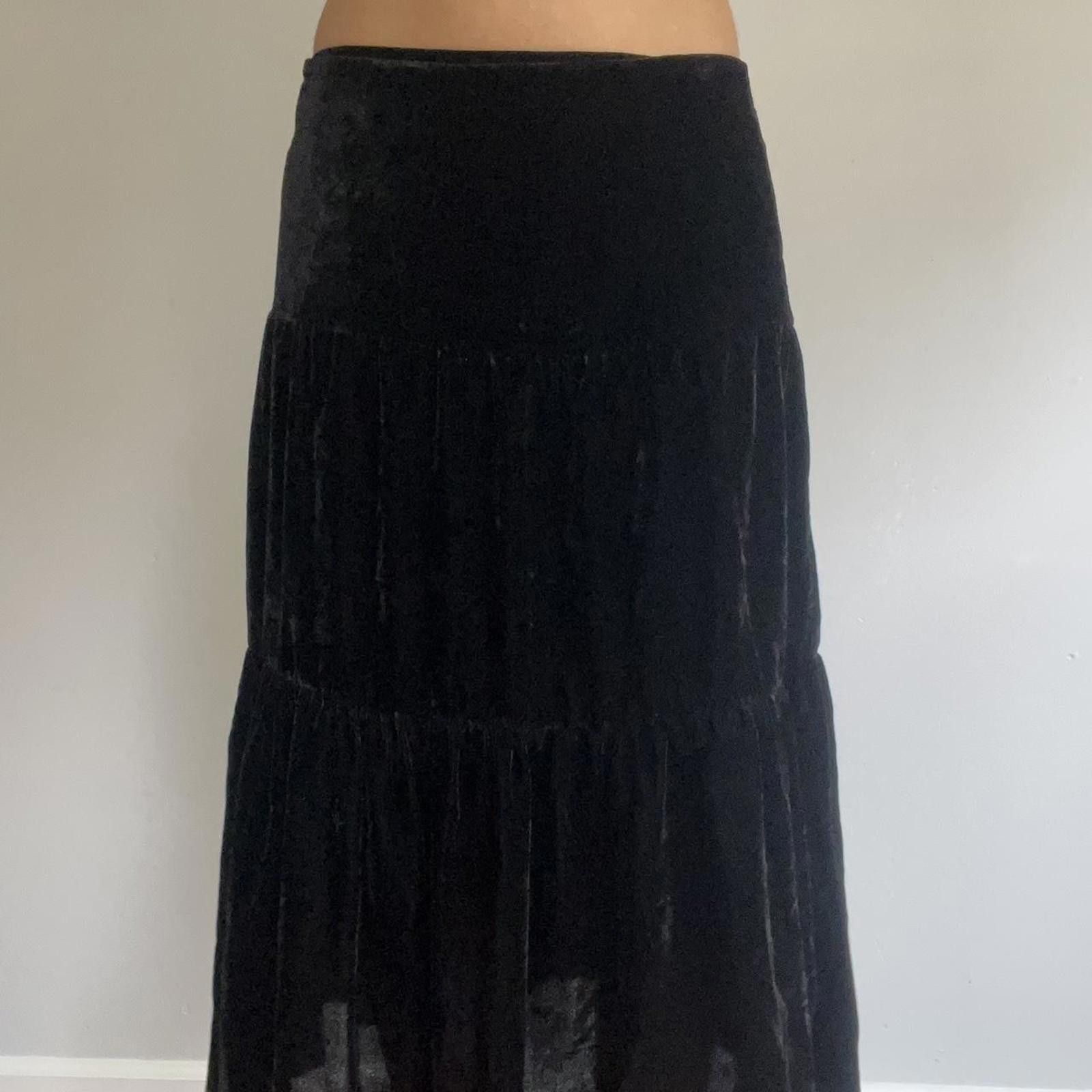 Other Black velvet tiered skirt Size 28" / US 6 / IT 42 - 7 Thumbnail