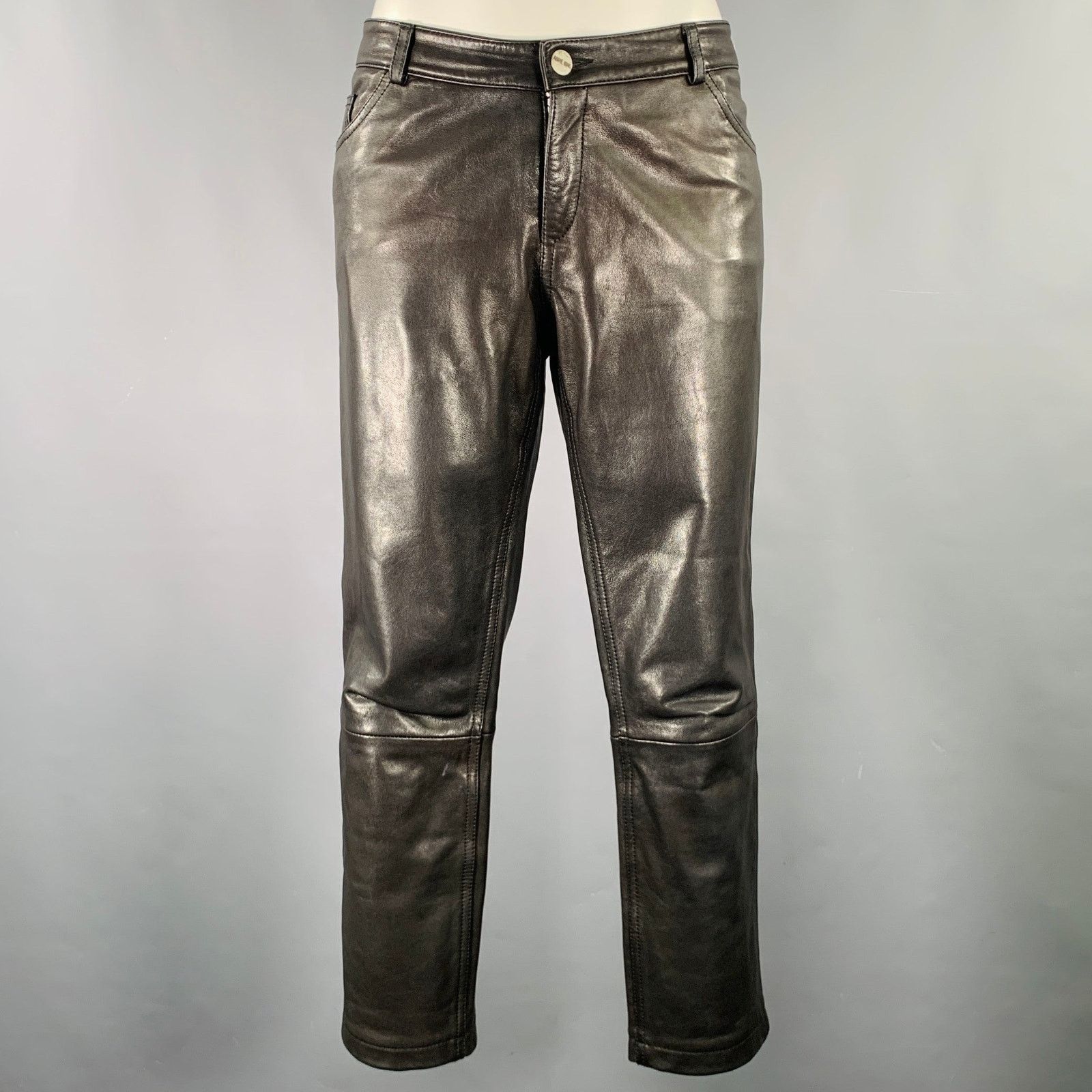 Anine Bing Size M Black Lambskin Leather Cropped Casual Pants Size 34" / US 12 / IT 48 - 1 Thumbnail