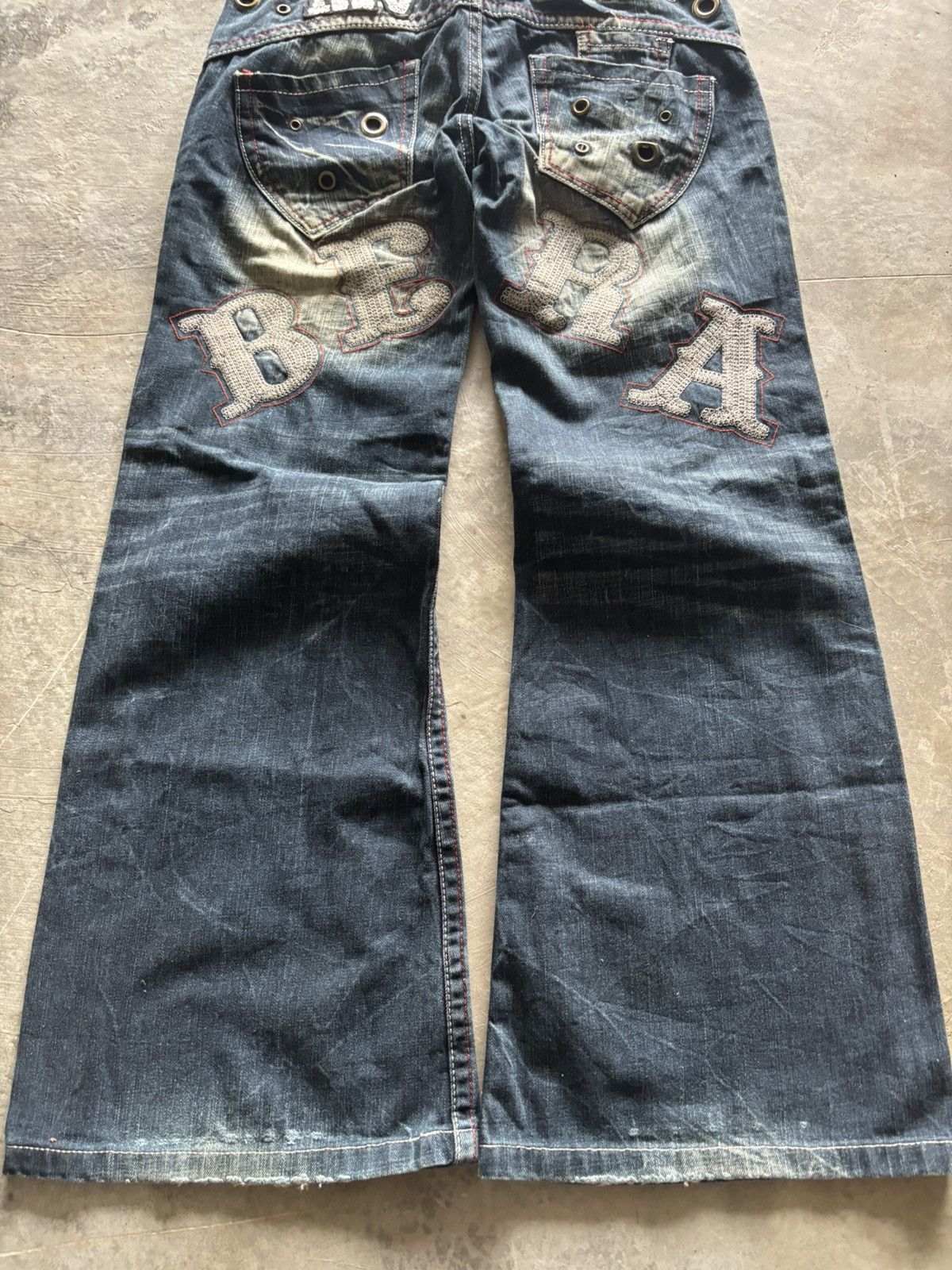 If Six Was Nine RIOBERA vintage flare jeans sick spellout back japanese punk Size US 29 - 20 Thumbnail