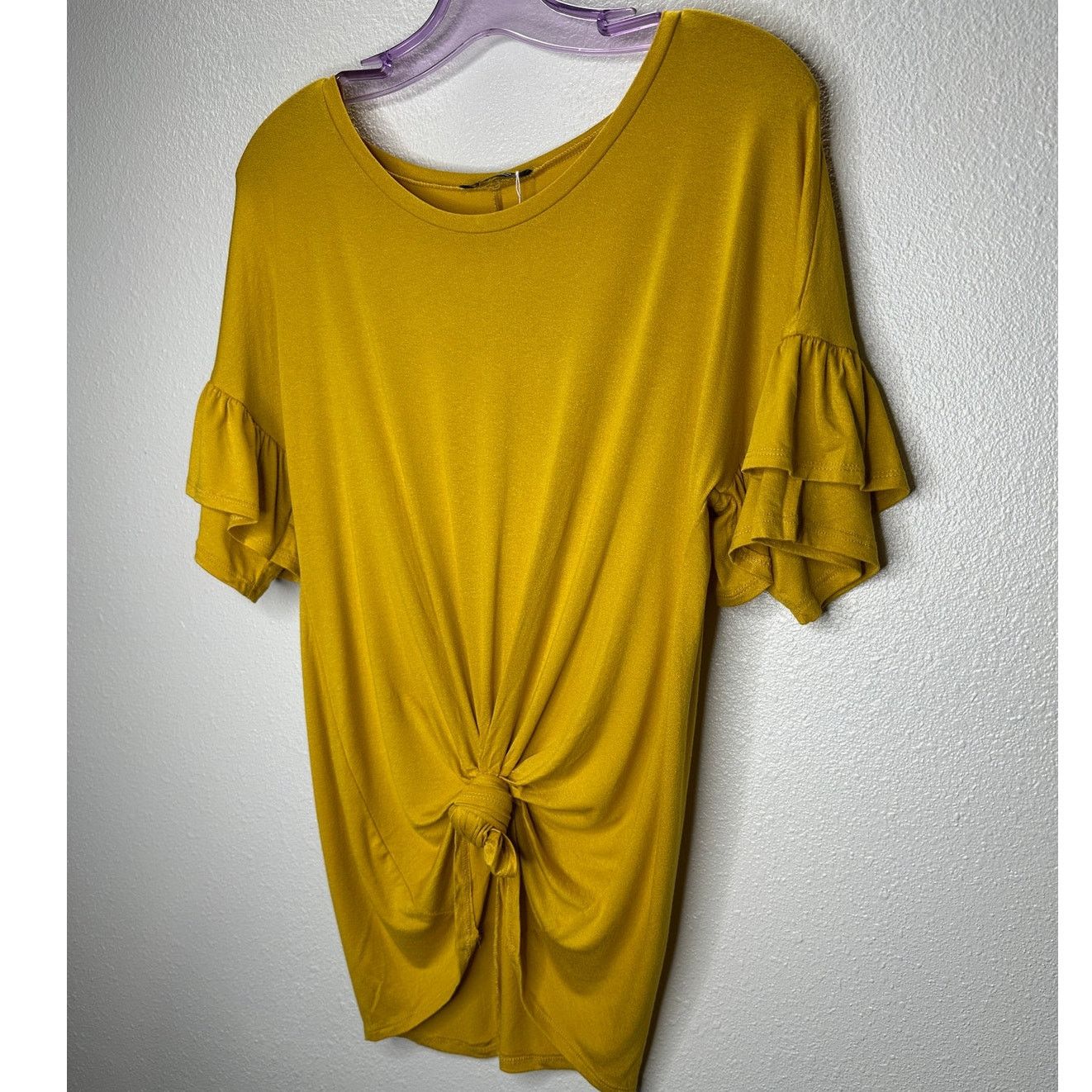 Other NWT Shop Basic Mustard Ruffle Sleeve Front Knot Shirt M Size M / US 6-8 / IT 42-44 - 3 Thumbnail