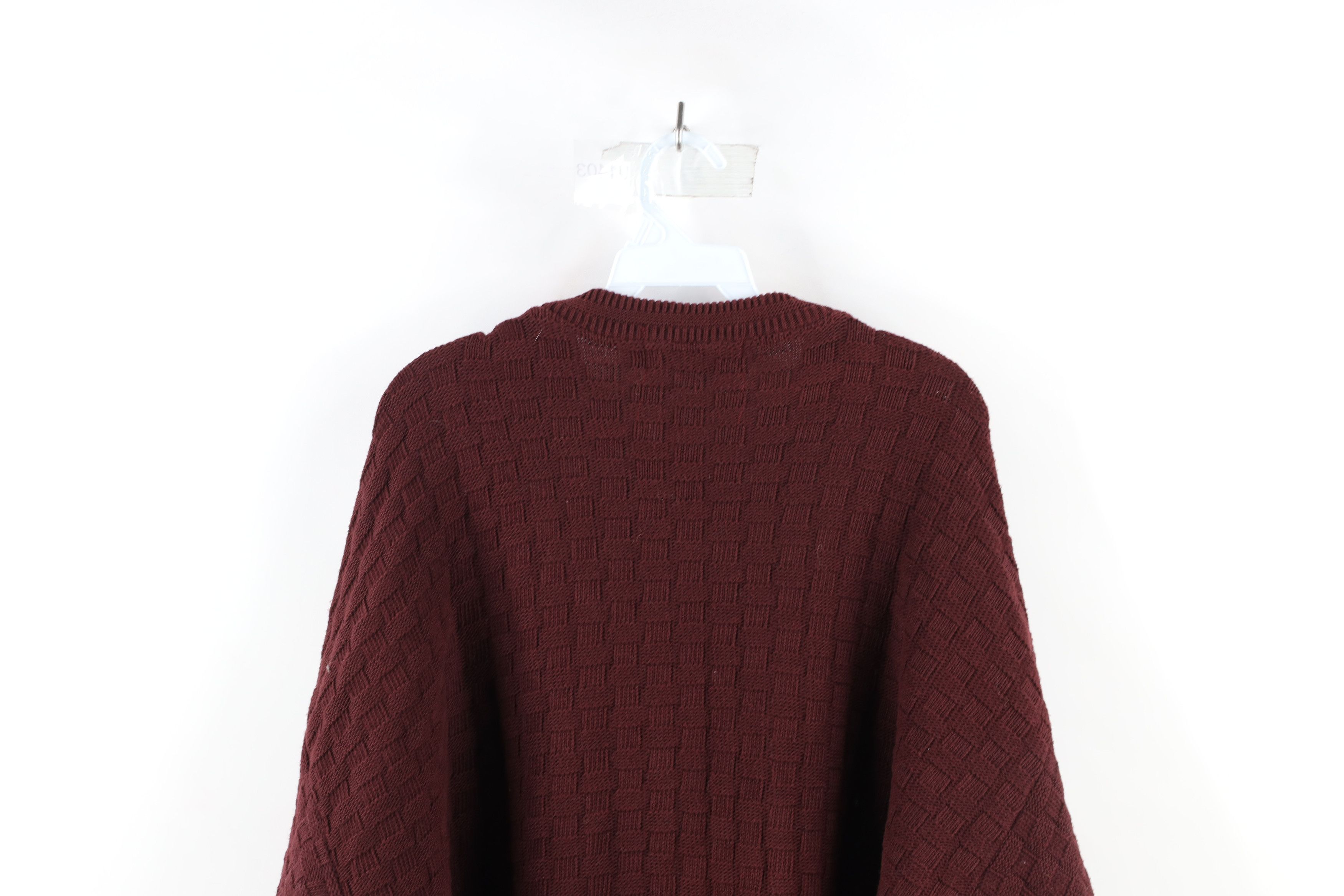 Vintage Vintage 90s Streetwear Knit Crewneck Sweater Burgundy USA Size US XXL / EU 58 / 5 - 6 Thumbnail