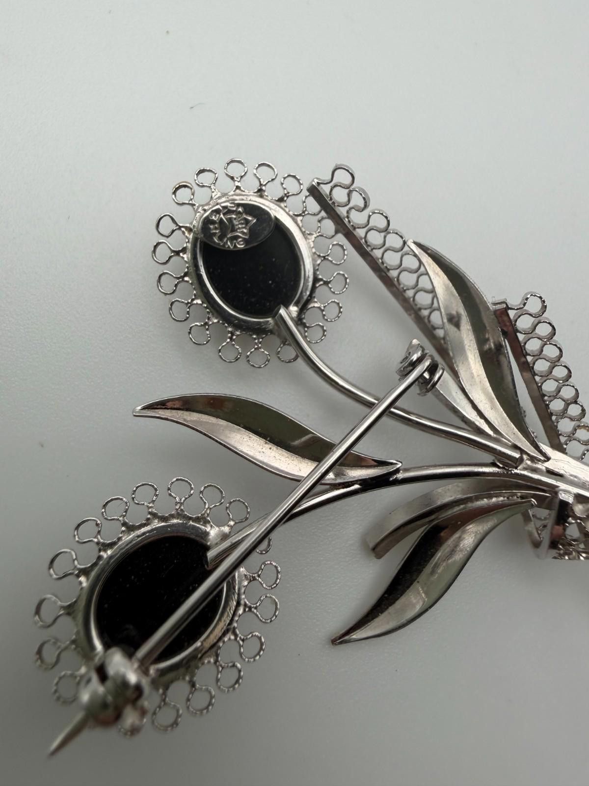 Other Star Art 925 Silver Black Onyx Brooch & Screwback Earrings Size ONE SIZE - 3 Thumbnail