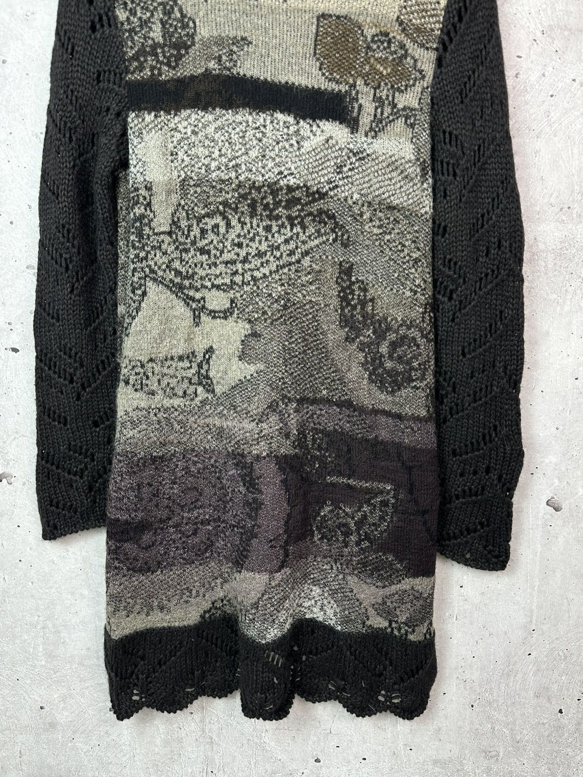 Vintage Aldo Martins Wool-Alpaca Printed Knit Long Cardigan Coat Size M / US 6-8 / IT 42-44 - 9 Thumbnail