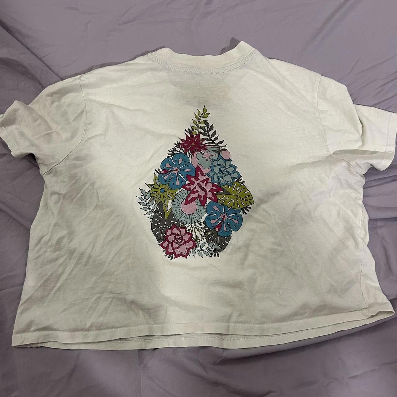 Volcom Volcom Women's Cream and Multi Tshirt Size XL / US 12-14 / IT 48-50 - 2 Thumbnail