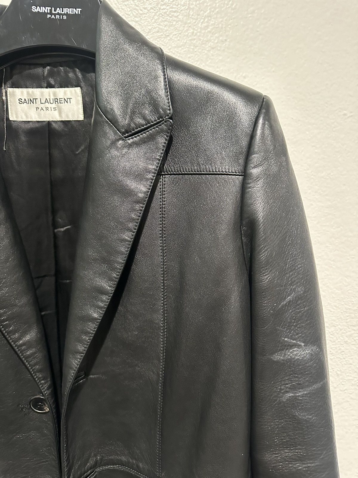 Saint Laurent Paris 2021 Lambskin Leather Overcoat 48 Size US M / EU 48-50 / 2 - 2 Thumbnail