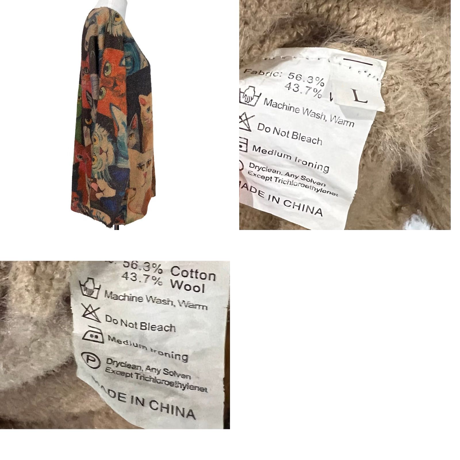 Vintage VINTAGE Women’s Cat Sweater Pullover Oversized Wool Blend Allover Design Sz Large Size L / US 10 / IT 46 - 8 Thumbnail