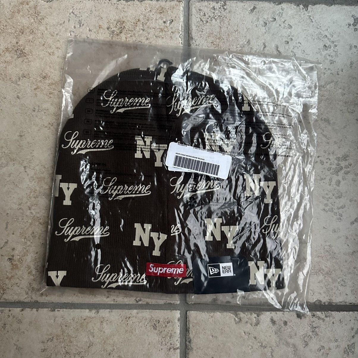 New Era × Supreme Supreme New Era Monogram Beanie Brown Size ONE SIZE - 2 Thumbnail