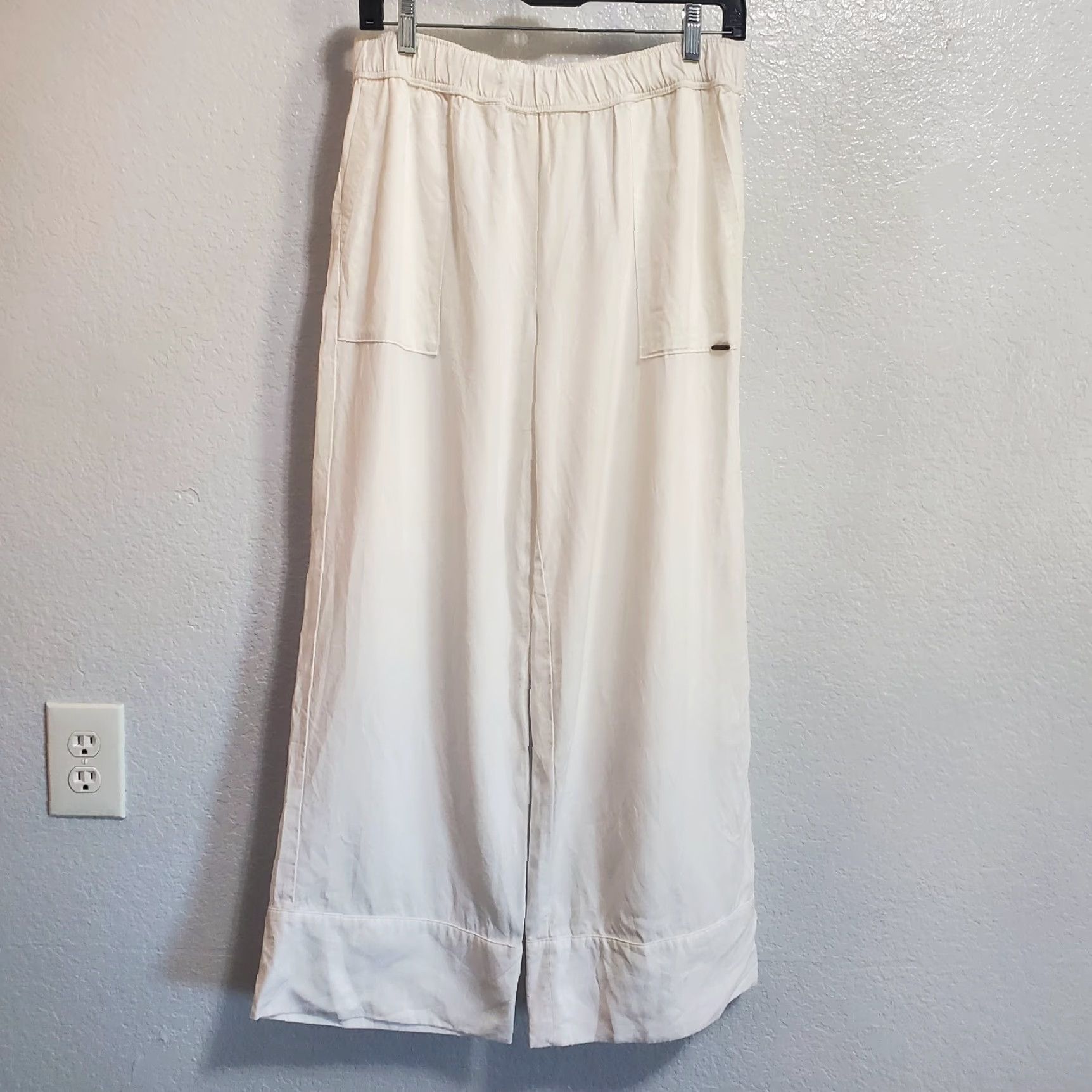 Vintage Cozy Earth Pajama Pant Women S White Pull On Wide Leg Lounge Pockets Flaw Size 28" / US 6 / IT 42 - 2 Thumbnail