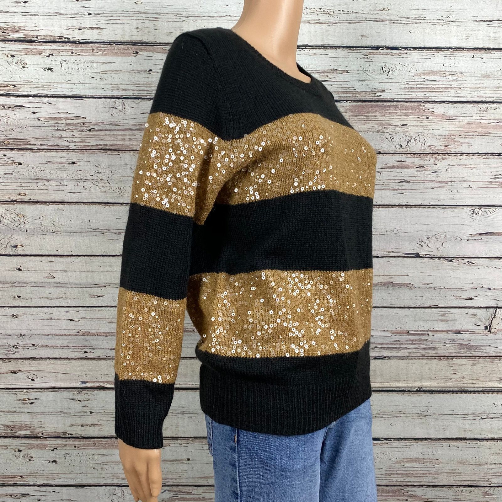 Isaac Mizrahi Isaac Mizrahi Elsie Wool Blend Sequin Stripe Sweater Medium Size M / US 6-8 / IT 42-44 - 6 Thumbnail