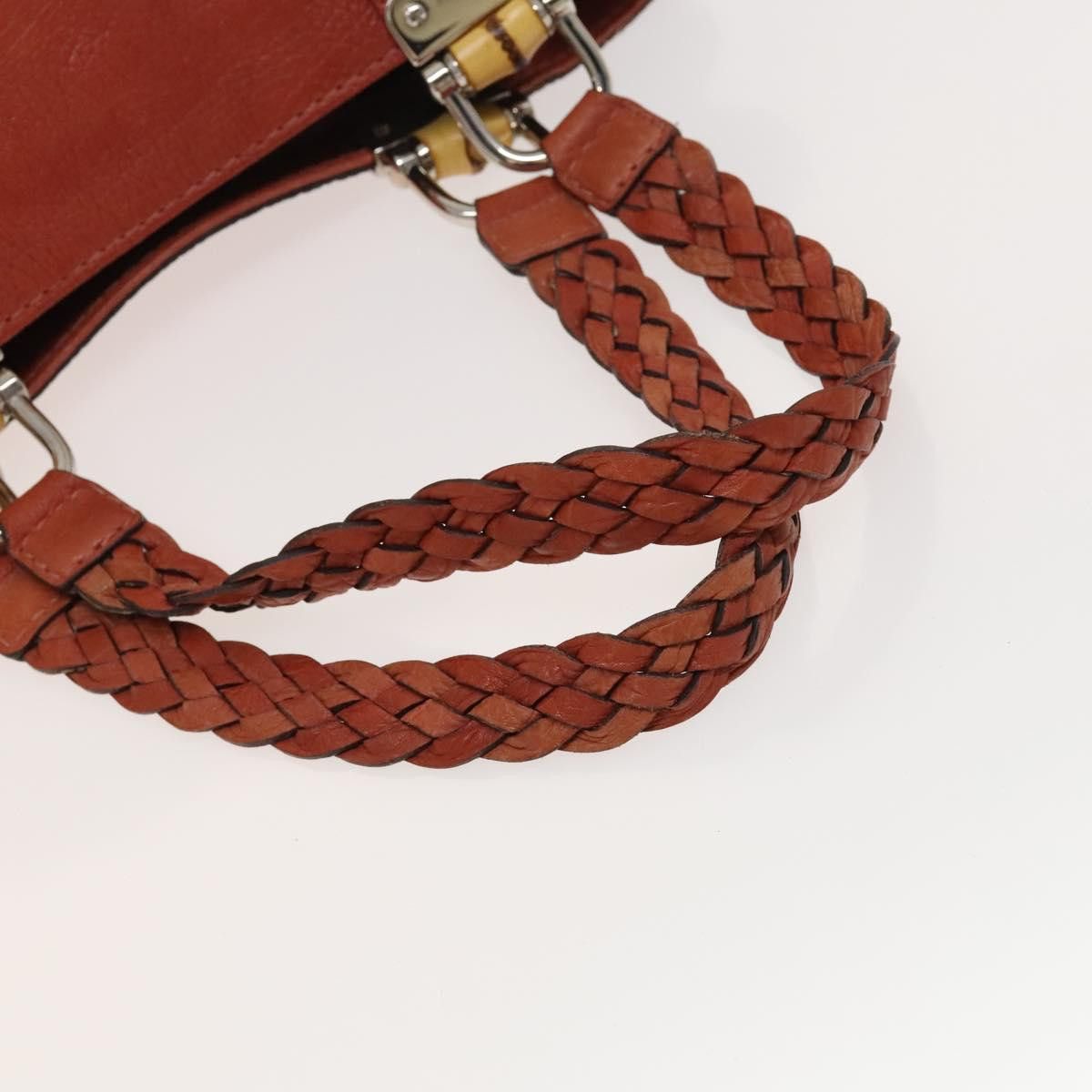 Gucci GUCCI Bamboo Tote Bag Leather Orange Gold Size ONE SIZE - 7 Thumbnail