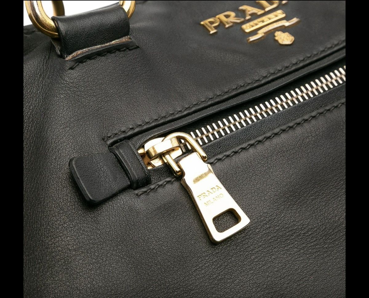 Prada Prada Black Vitello Soft Calf Front Pocket Tote Size ONE SIZE - 8 Thumbnail