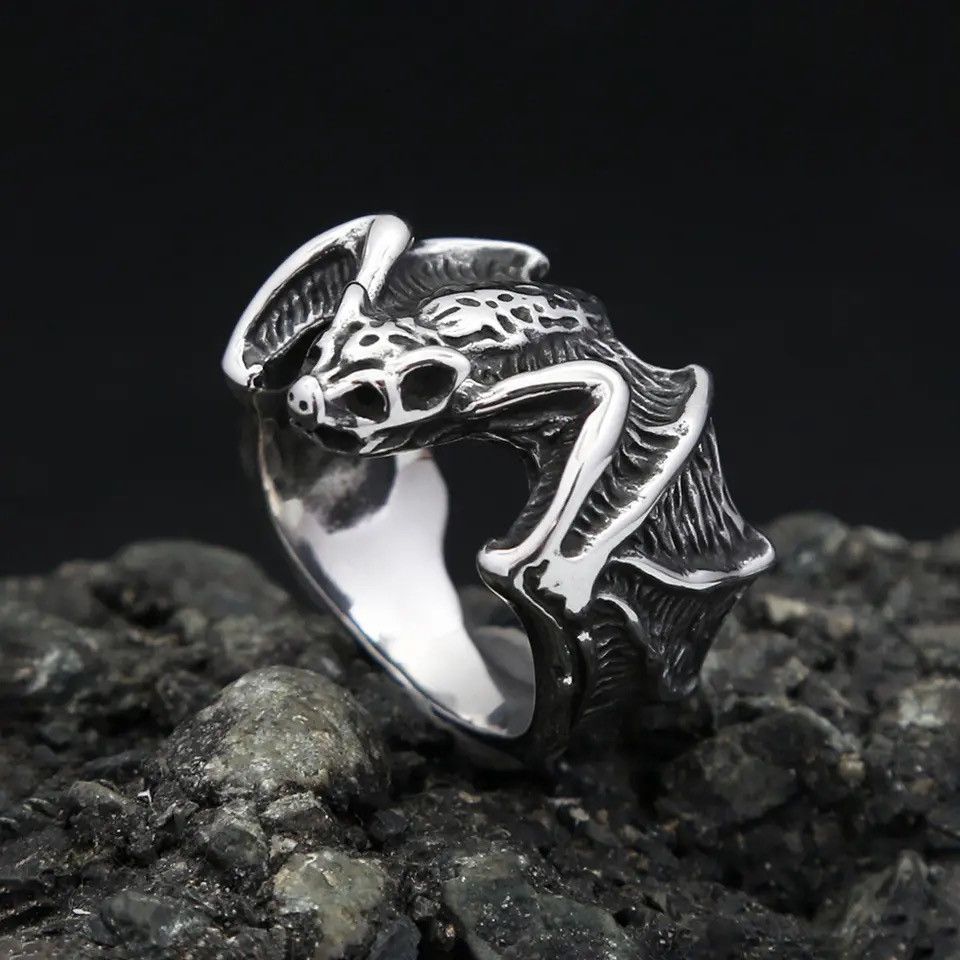 Jewelry × Vintage Gothic Vintage Stainless Steel Bat Ring Size ONE SIZE - 4 Thumbnail