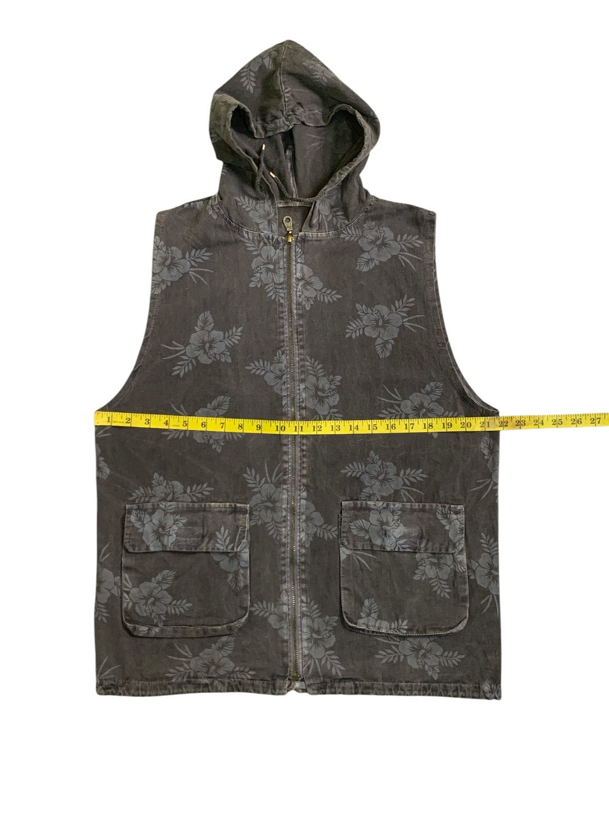 Japanese Brand × Other Rare Design Soft Denim Floral Hoodie Vests Size L / US 10 / IT 46 - 5 Thumbnail