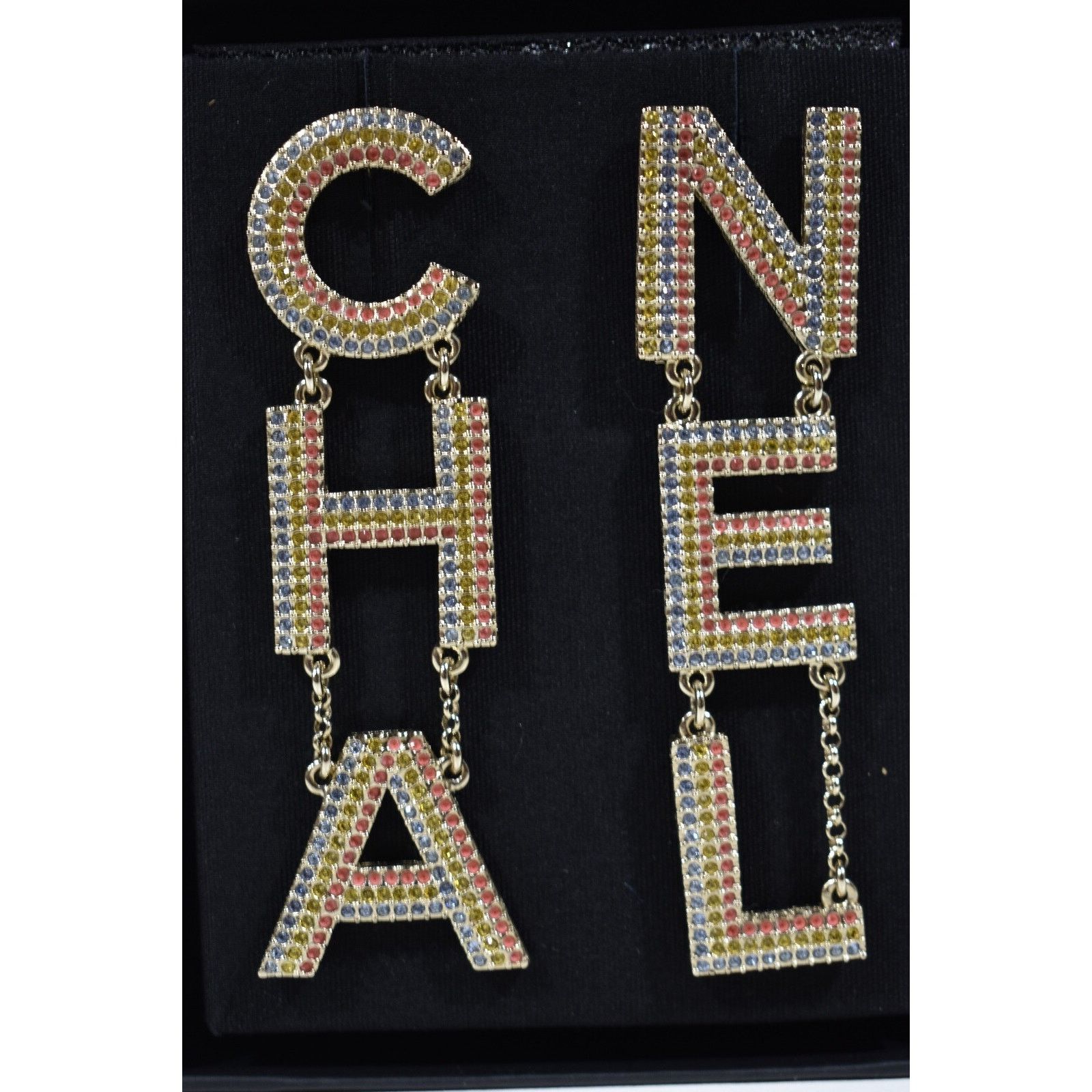 Chanel Chanel Gold Letter Logo Large Dangle Drop Statement Earrings Size ONE SIZE - 7 Thumbnail