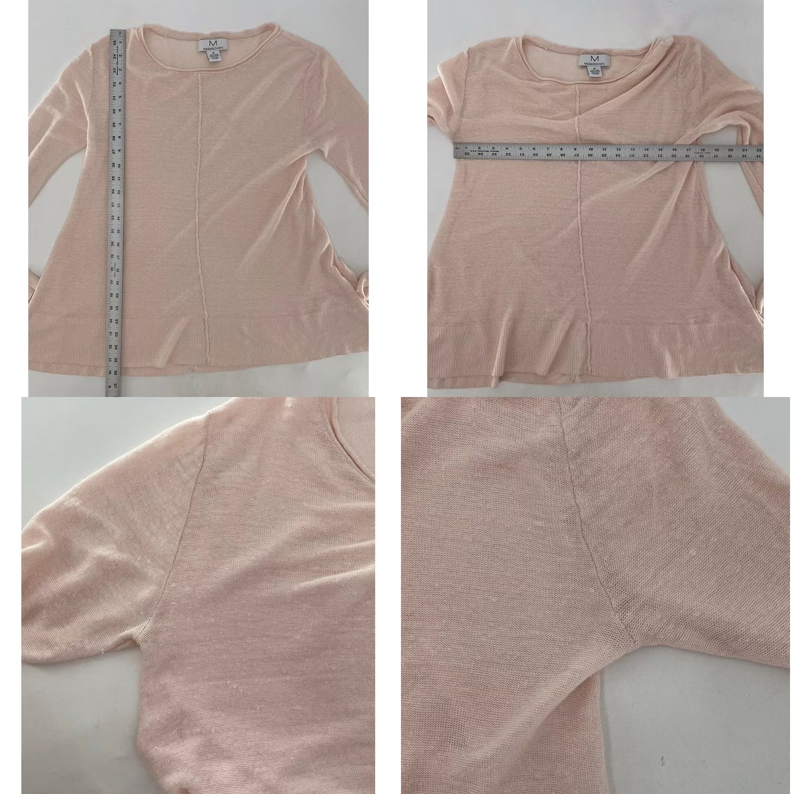 Pinko Magaschoni Shirt M Light Pink 100% Linen Long Sleeve Breathable Flaw Size M / US 6-8 / IT 42-44 - 8 Thumbnail