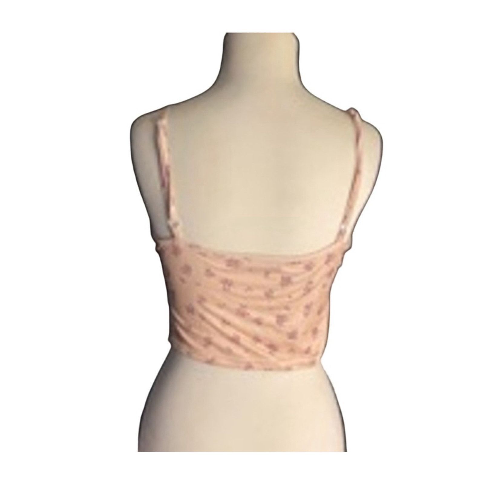 Shein SHEIN Pink Floral Ruched Crop Tank Y2K Milkmaid Style M Size M / US 6-8 / IT 42-44 - 6 Thumbnail