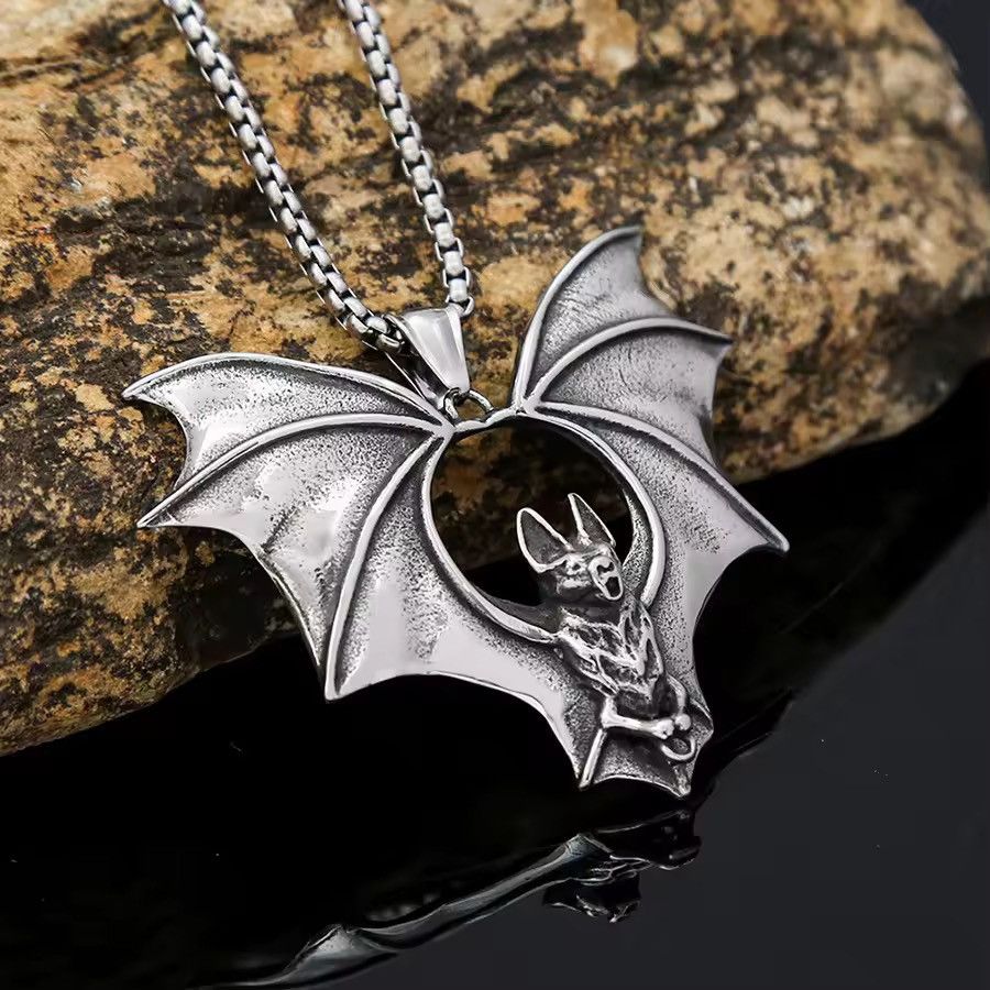 Jewelry Goth Punk Grunge Bat Pendant Chain Necklace Size ONE SIZE - 2 Thumbnail