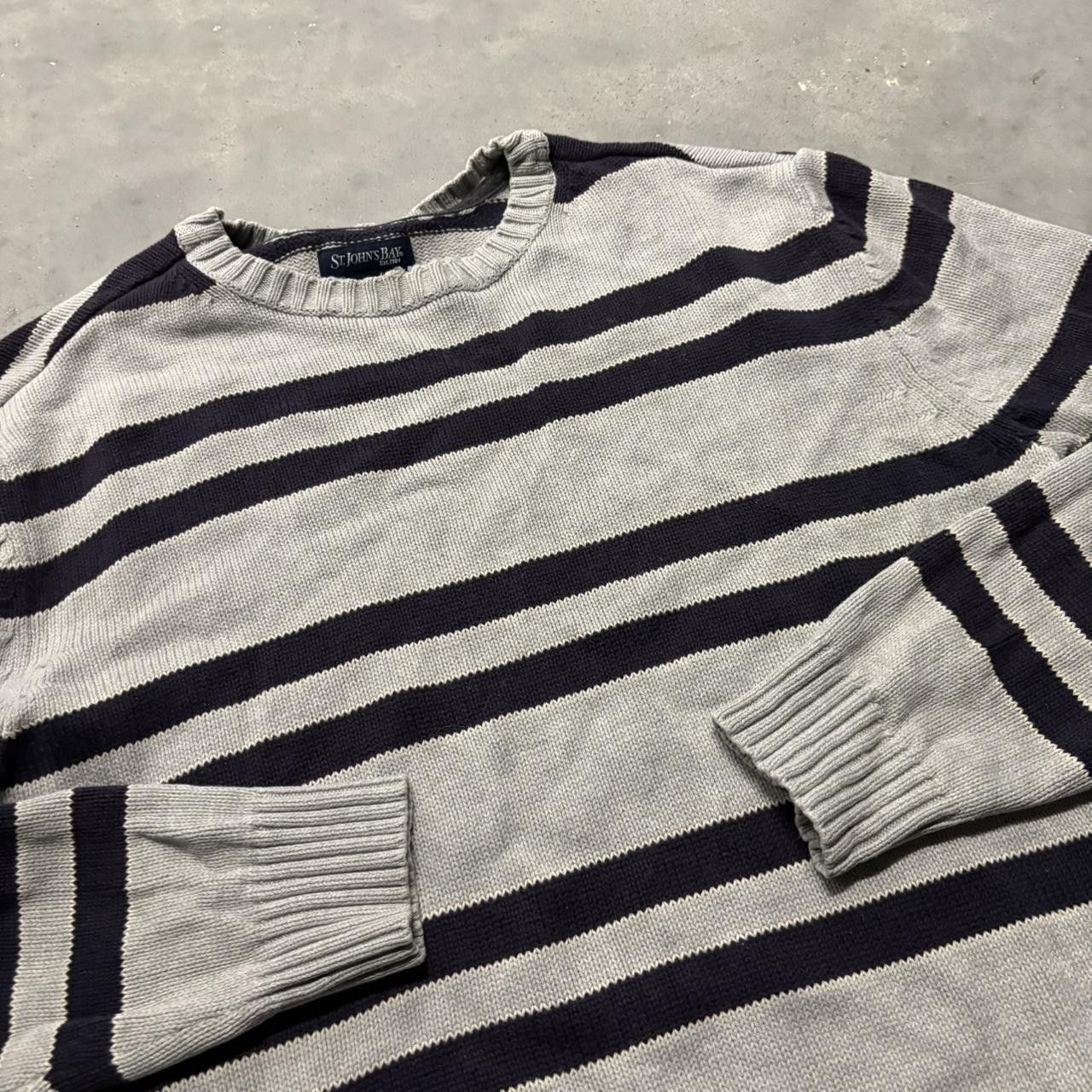 Japanese Brand × Vintage Crazy Vintage Y2K/2000s Grey Striped Essential Sweater! Size US S / EU 44-46 / 1 - 3 Thumbnail