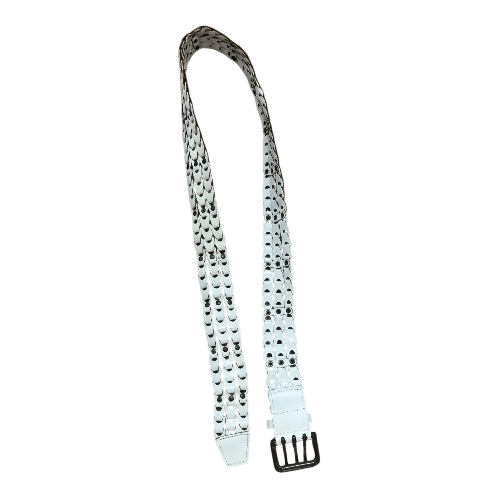 Japanese Brand Three Lines Leather White Belt Size ONE SIZE - 3 Thumbnail