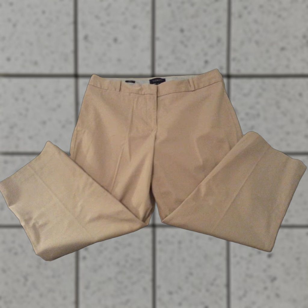 Talbots Womens Talbots Pants 12 Khaki Cotton Slack Chino Trouser Beige Dress Style Curvy, Regular, 24 1/2 Inseam, 17 1/2" Waist, Womens, Trousers Size 34" / US 12 / IT 48 - 1 Thumbnail