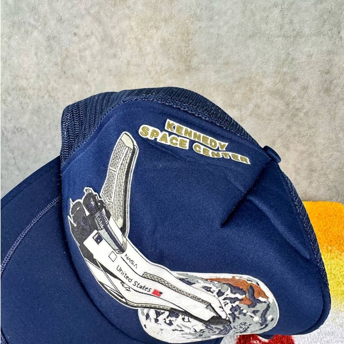 NASA × Vintage Vintage 80s Nasa Trucker Hat Mesh Back Snap Back Navy Blue Size ONE SIZE - 6 Thumbnail