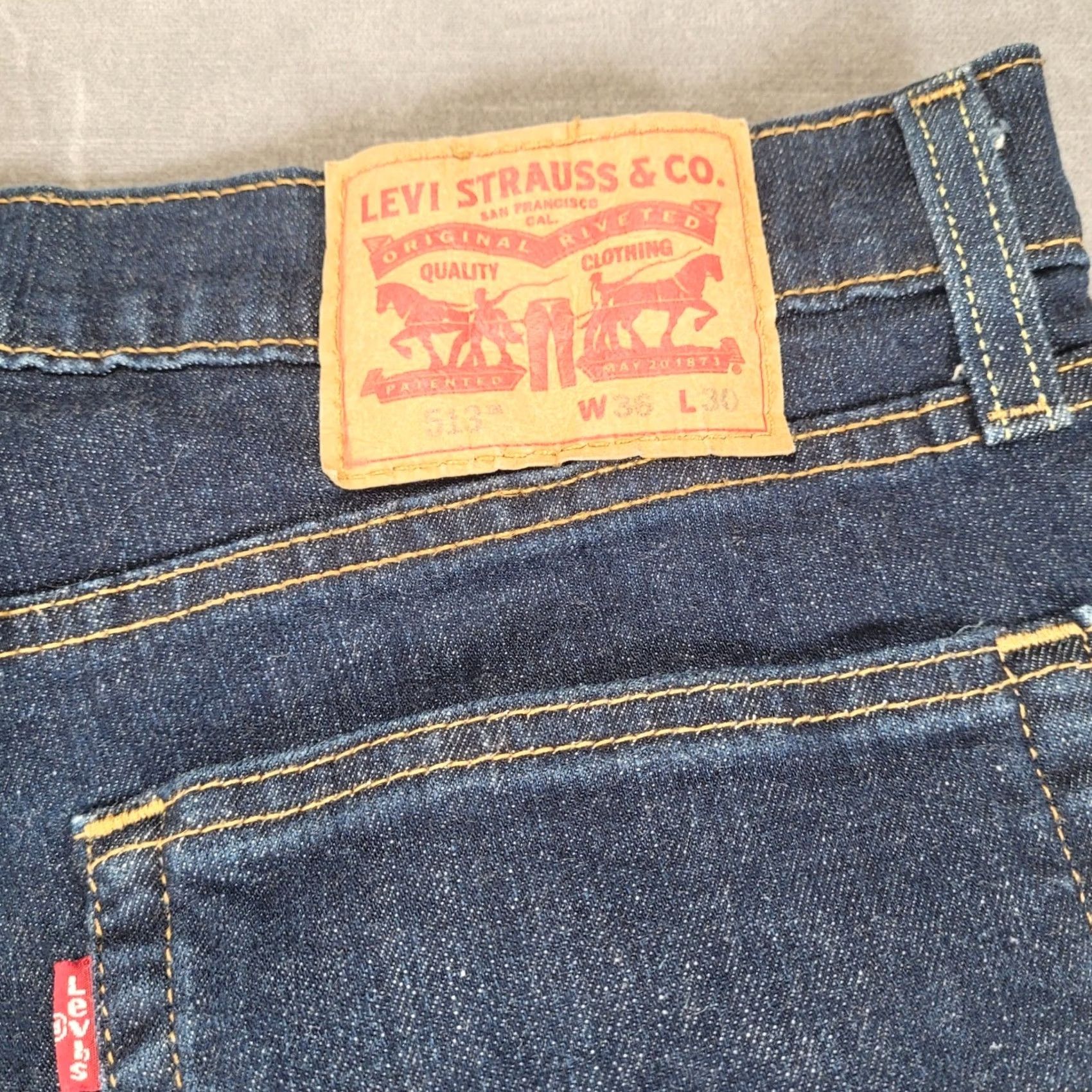 Levi's Levi's 513 Slim Straight Jeans Mens 36x30 Dark Indigo Blue Denim Pants Size US 36 / EU 52 - 3 Thumbnail
