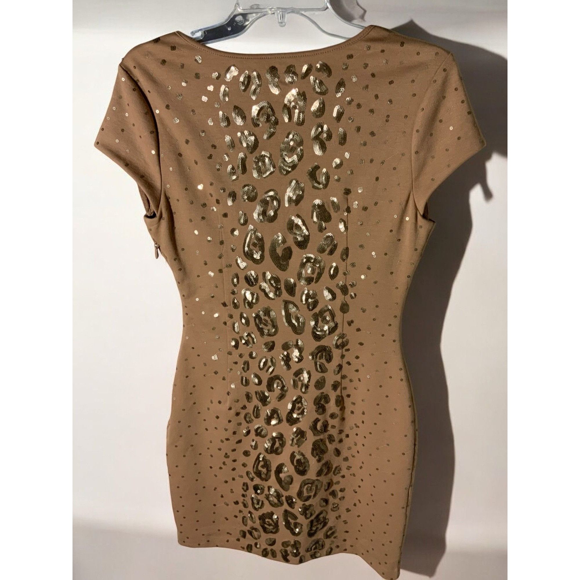 Bcbgmaxazria BCBGMaxazria Womens Camel Leopard Sequin Mini Dress Small Size S / US 4 / IT 40 - 9 Thumbnail