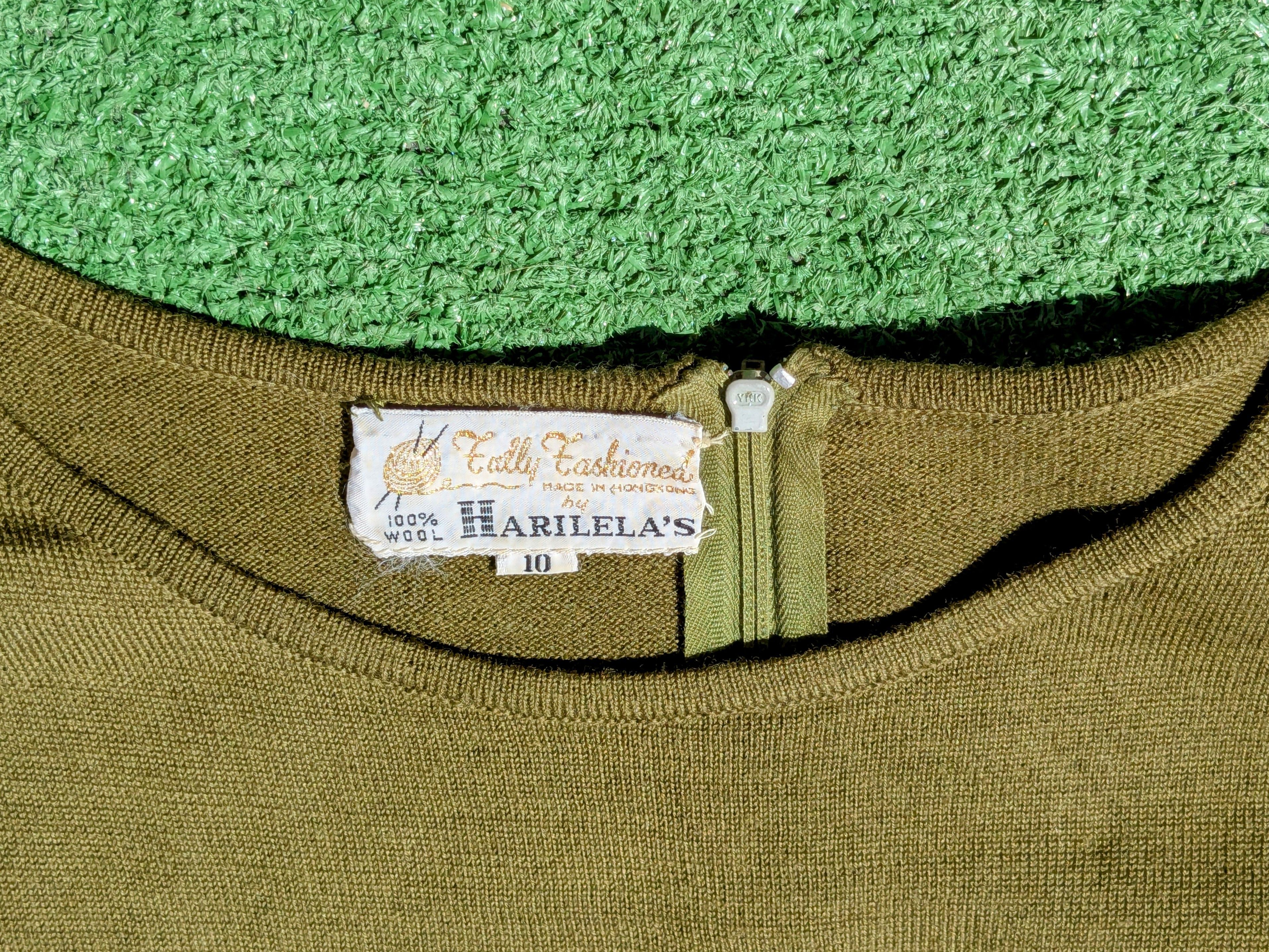 Vintage Vintage Olive 1960s Wool Pullover Scoop-Neck Med Top Size M / US 6-8 / IT 42-44 - 5 Thumbnail