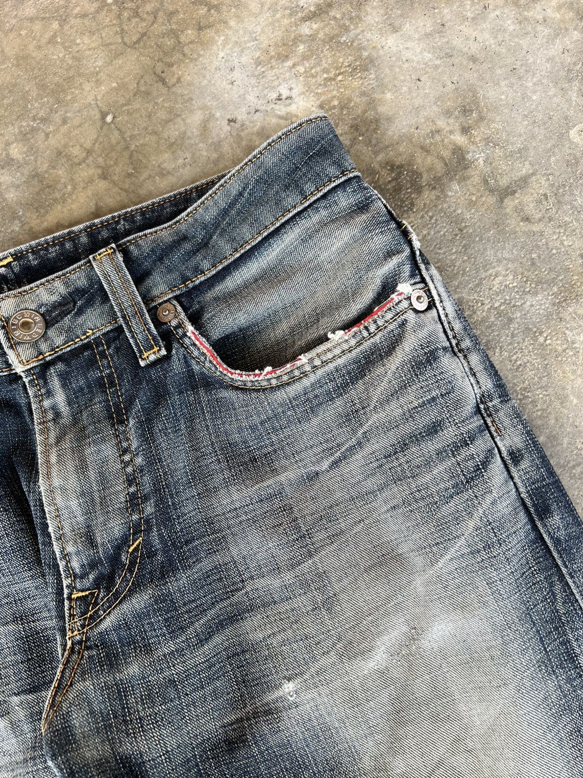 Edwin × Japanese Brand × Jean Vintage Edwin Blue Trip Edgeline Distressed Jean Size US 33 - 8 Thumbnail