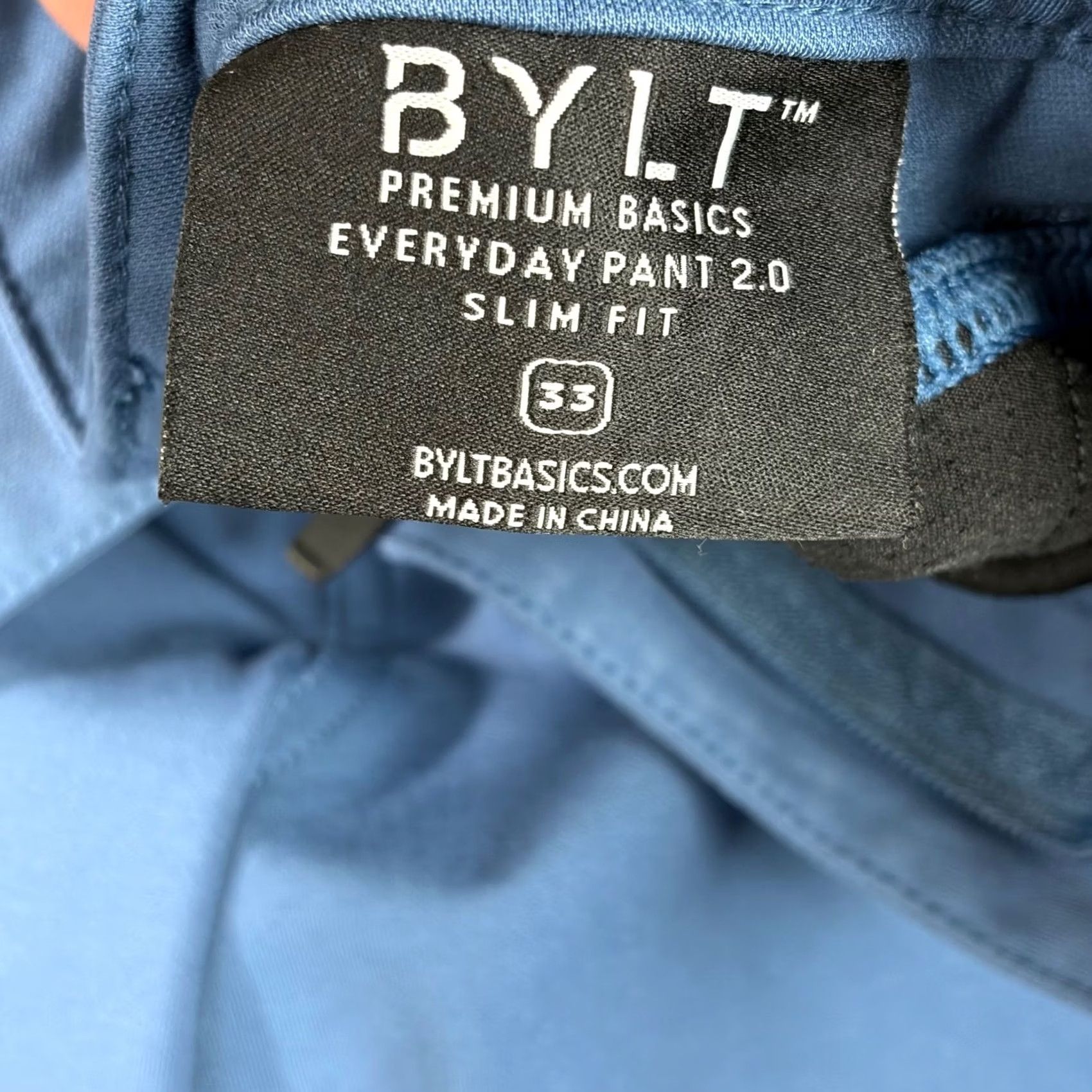 Vintage BYLT Chino Pants 33 Mens Slim Everyday Pant 2.0 Blue Tapered 5-Pocket Business Casual Workwear Size US 33 - 7 Thumbnail