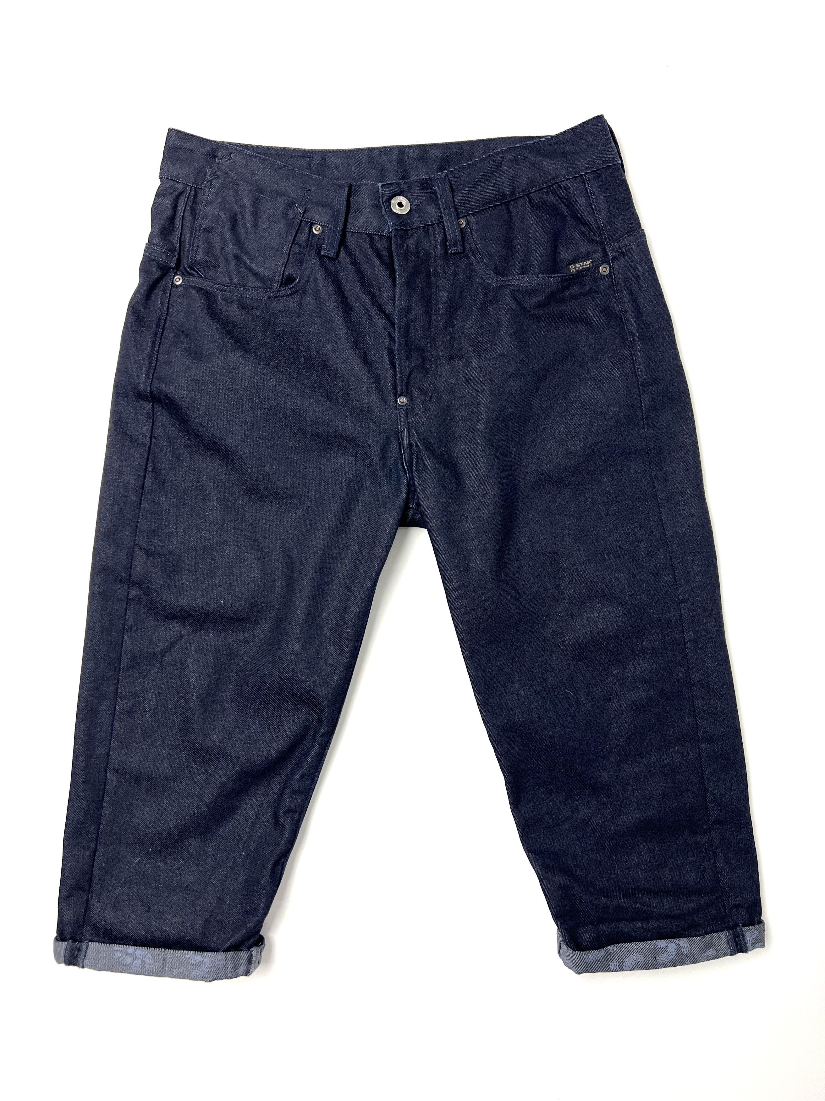 image of G Star Raw x Pharrell New, G-Star Originals Raw Low Crotch Denim Shorts in Dark Blue (Size 30)