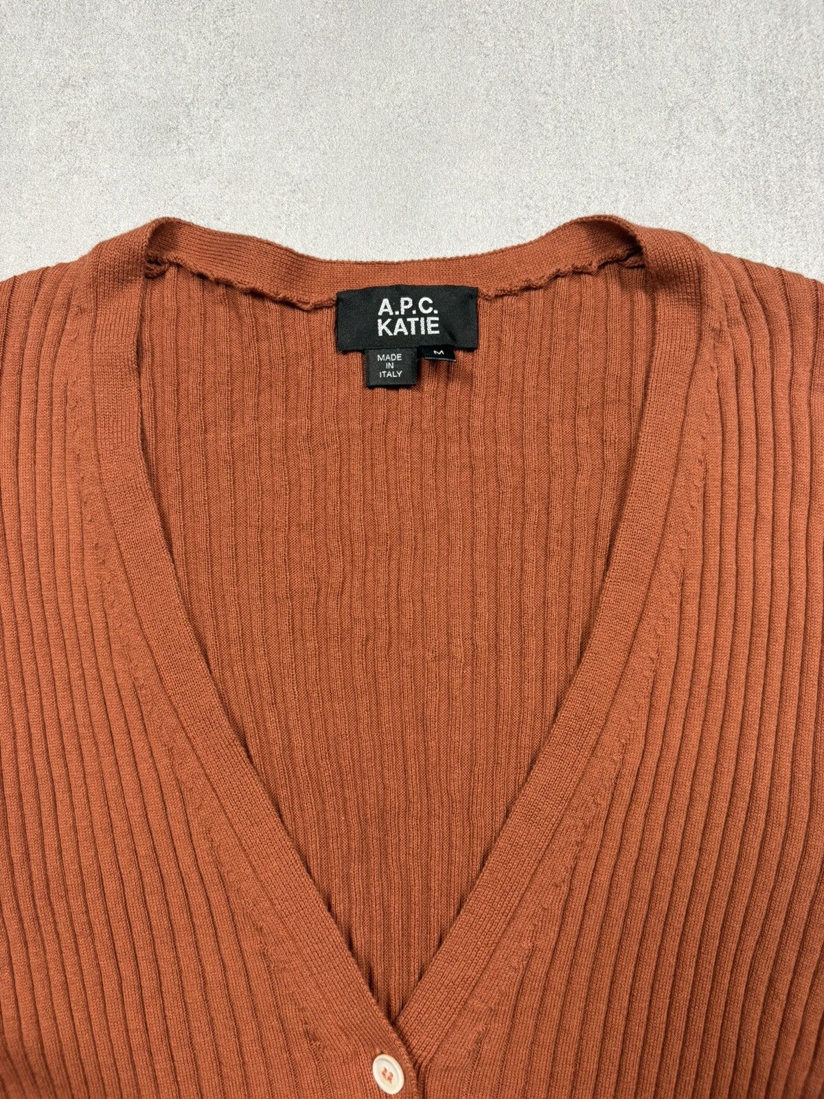 A.P.C. A.P.C. Katie Ribbed Cardigan Rust Made In Italy Size M Rare Size M / US 6-8 / IT 42-44 - 7 Thumbnail