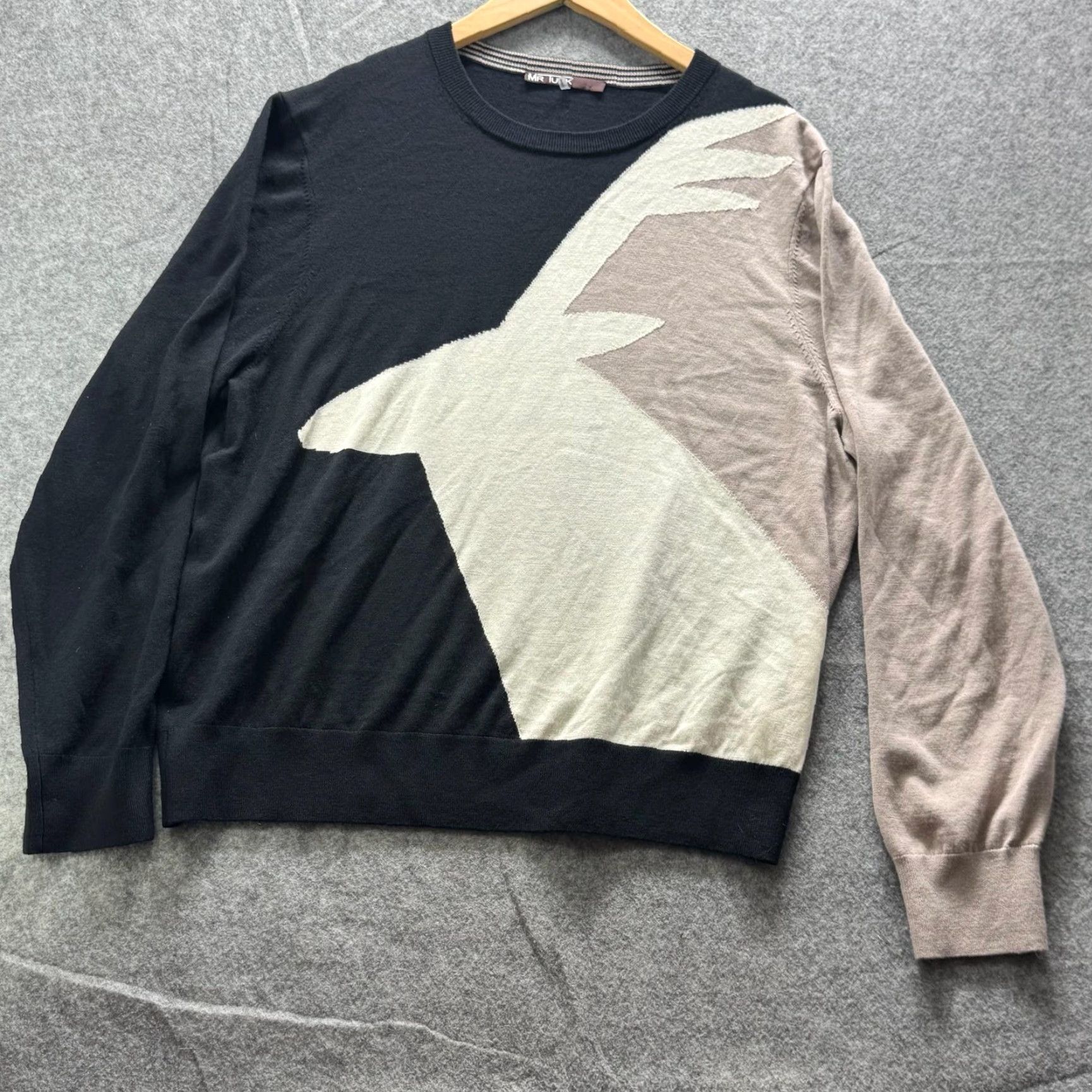 Mr Turk MR TURK Sweater Mens 2XL Black Tan Deer Graphic Merino Wool Crewneck Pullover Size US XXL / EU 58 / 5 - 2 Thumbnail