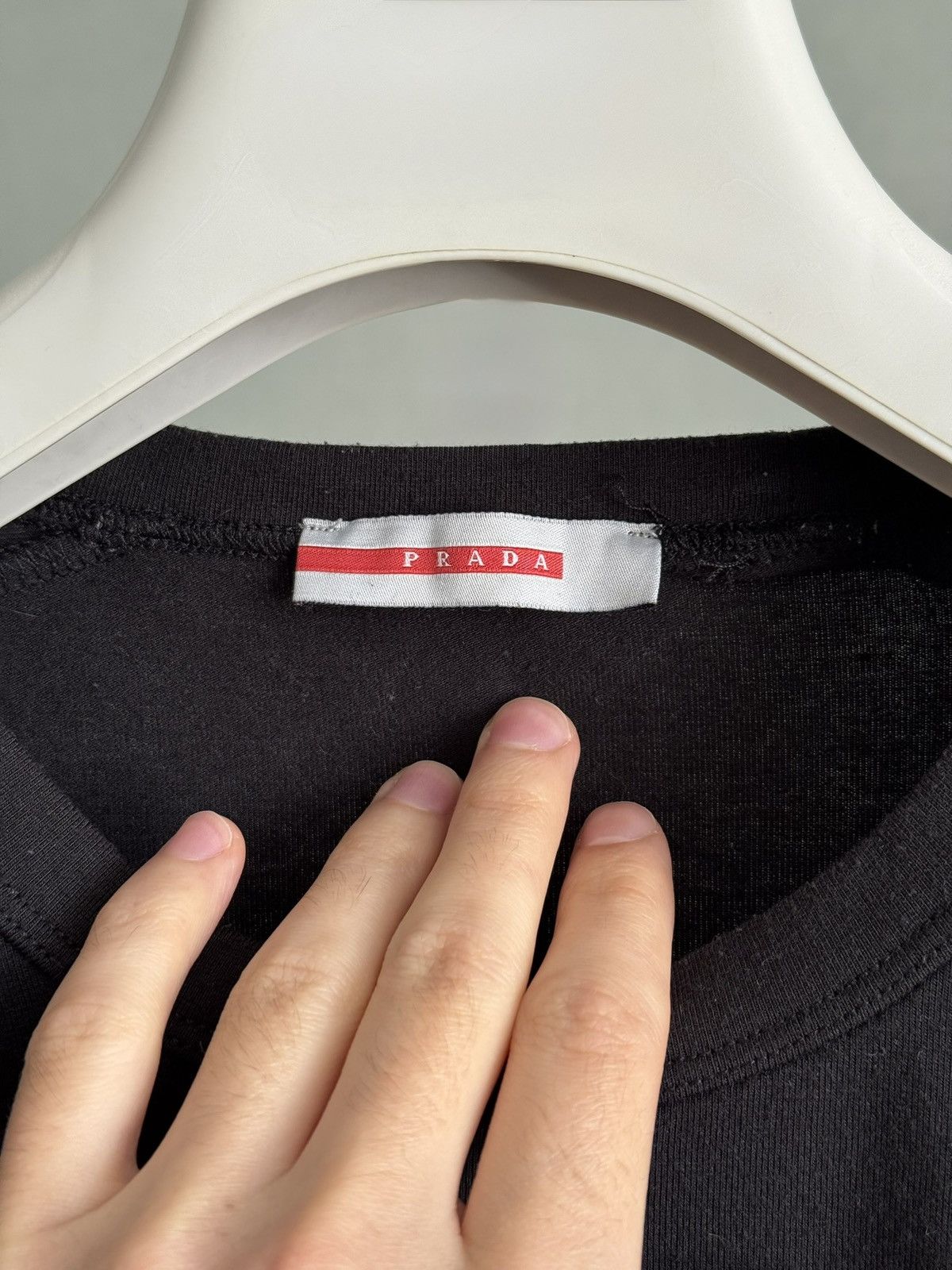 Prada × Vintage Vintage Prada Red Tab t shirt Size US L / EU 52-54 / 3 - 5 Thumbnail