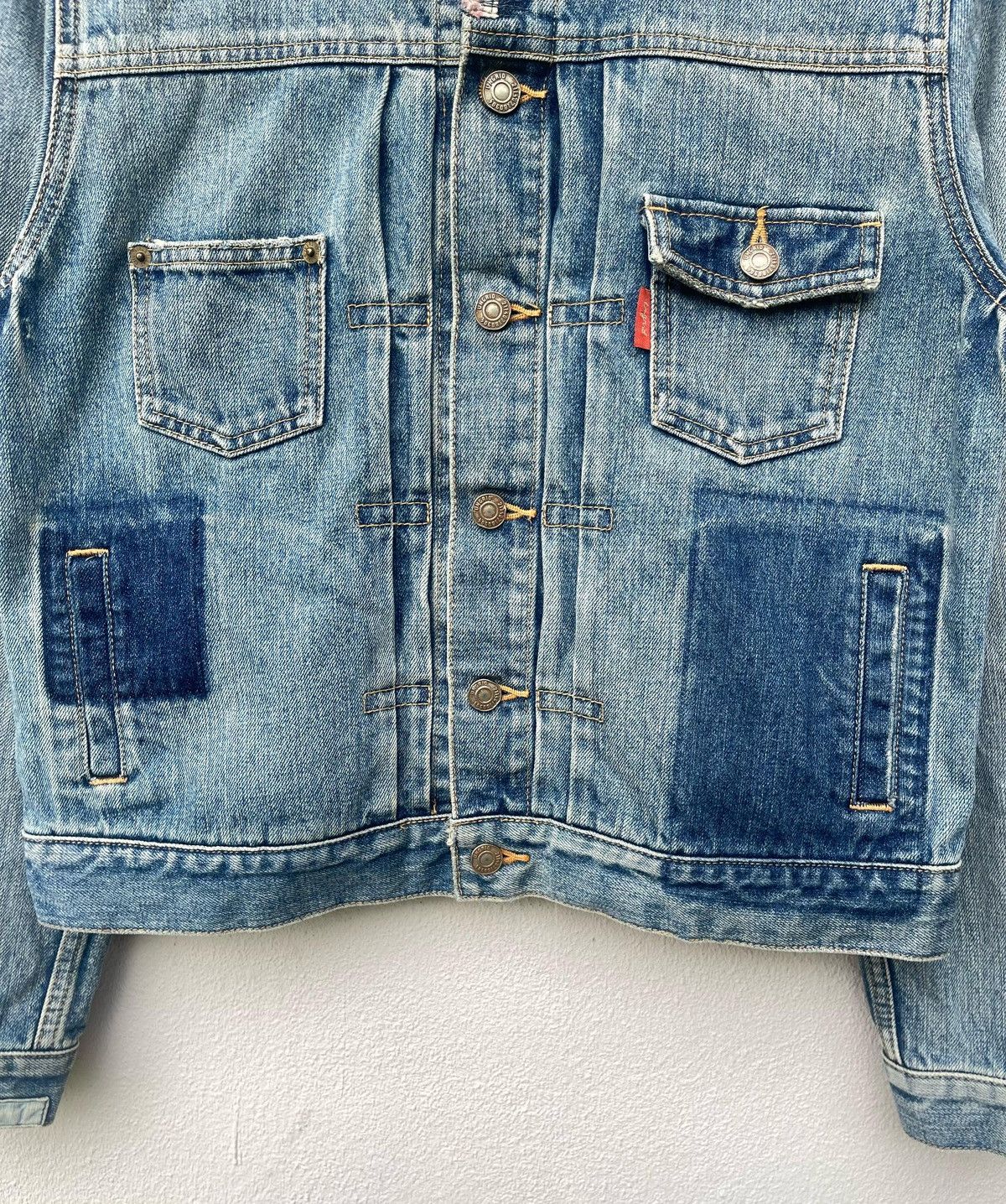 If Six Was Nine × Japanese Brand × Le Grande Bleu (L.G.B.) Ungrid Type-1 Trucker Boro Style Denim Jacket Size US M / EU 48-50 / 2 - 5 Thumbnail