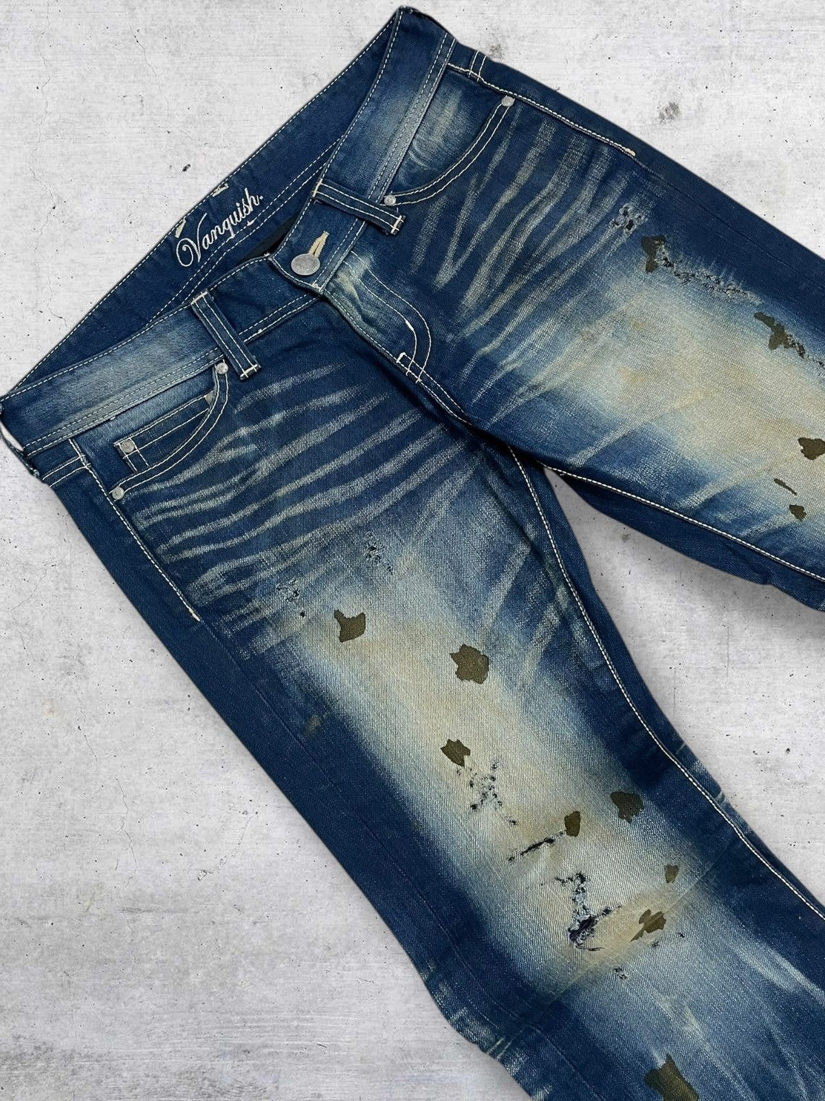 Vanquish VINTAGE MUDWASH FLARED JAPAN DESIGNER VANQUISH GOLD DENIM OG Size US 31 - 5 Thumbnail