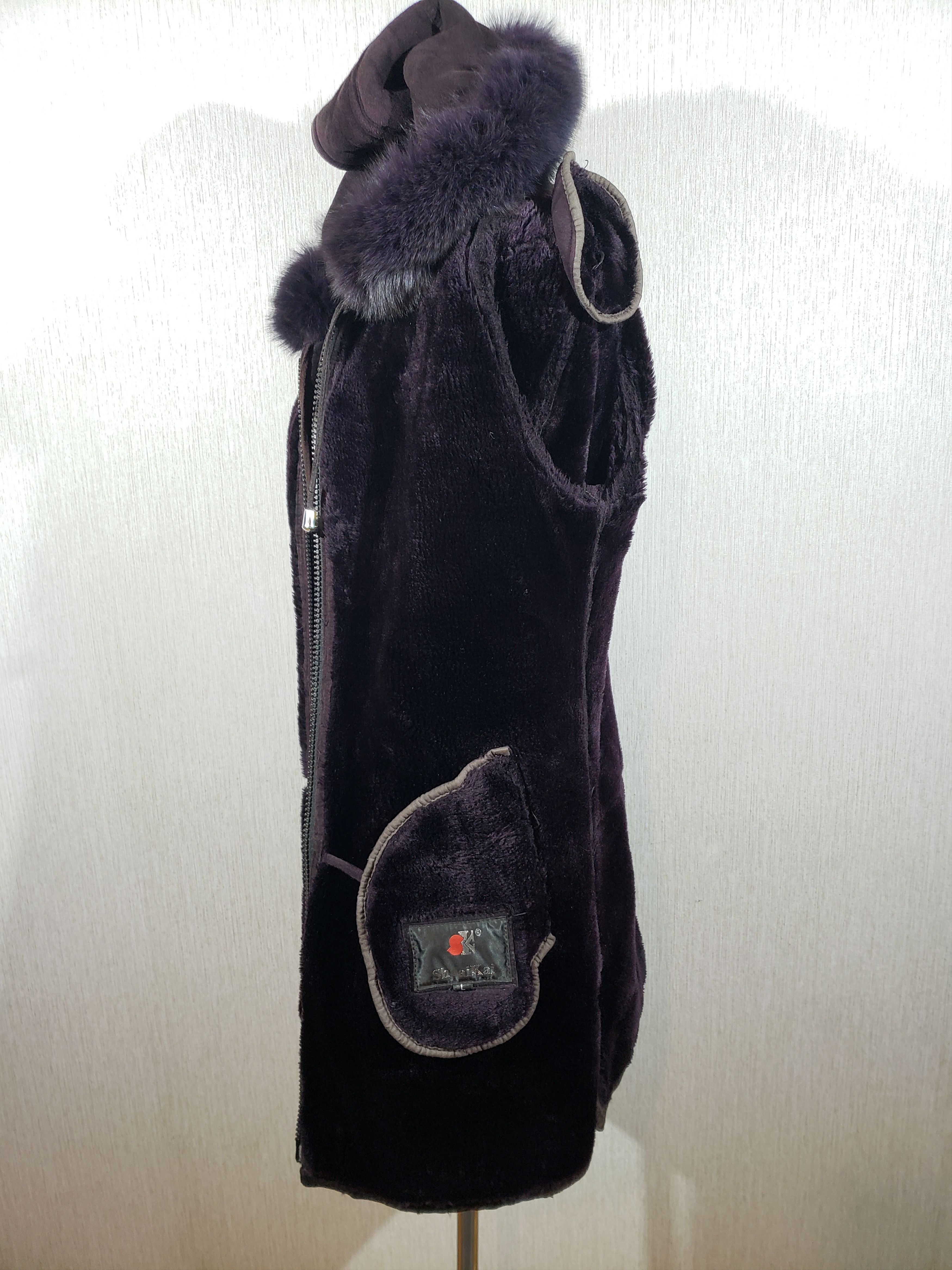 Other Stylish purple sheepskin coat with a hood. Size L / US 10 / IT 46 - 9 Thumbnail