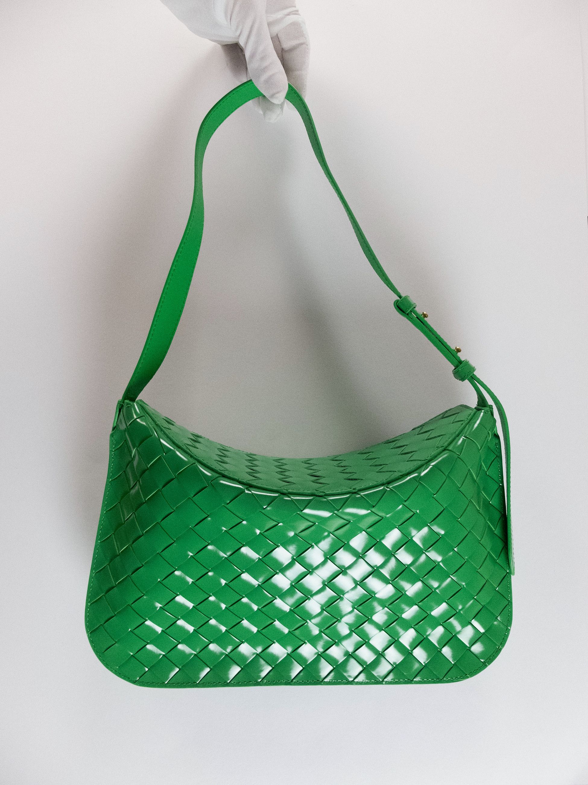 Bottega Veneta BOTTEGA VENETA green patent leather woven flap bag Size ONE SIZE - 6 Thumbnail