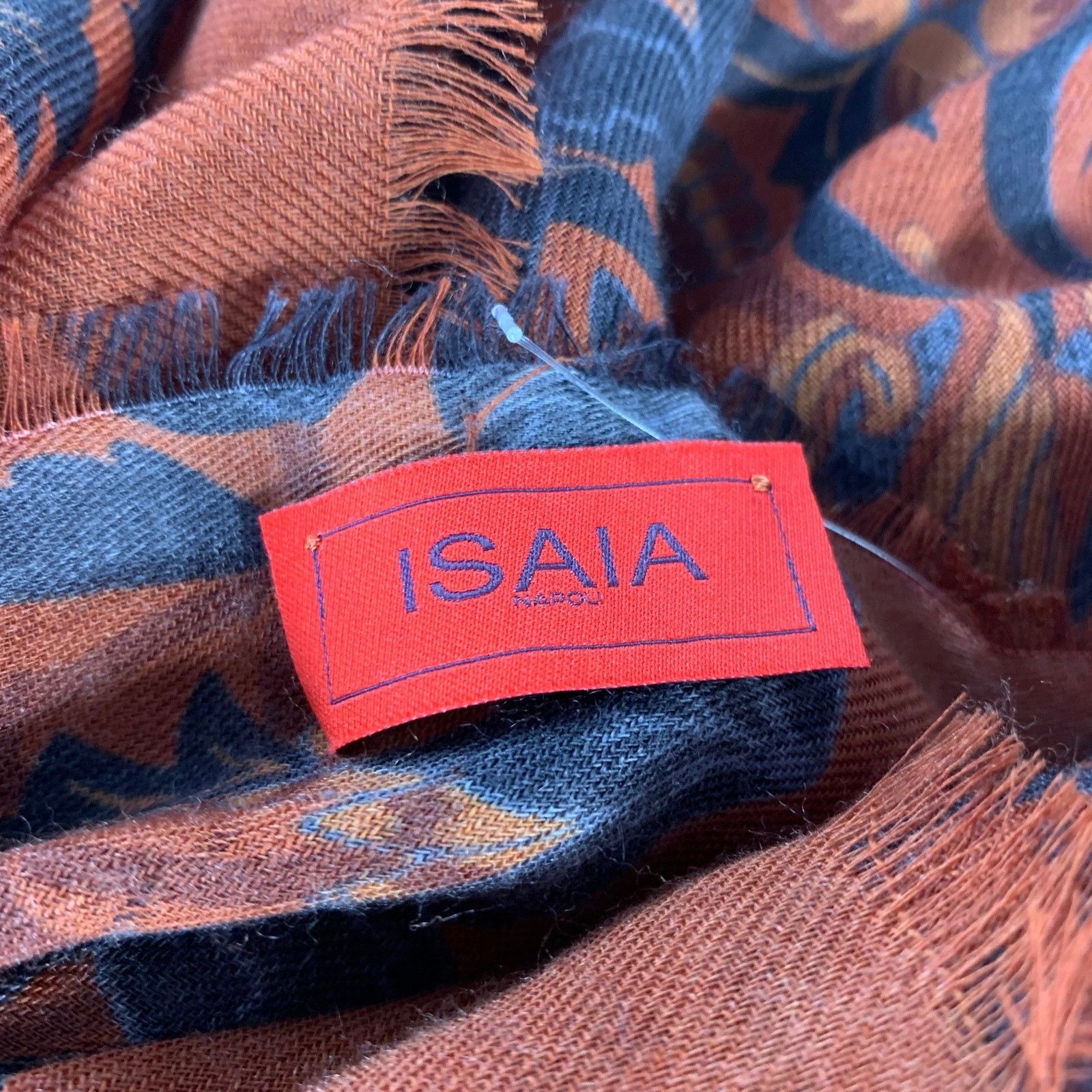 Isaia ISAIA Orange Charcoal Floral Wool Blend Scarves Size ONE SIZE - 3 Thumbnail