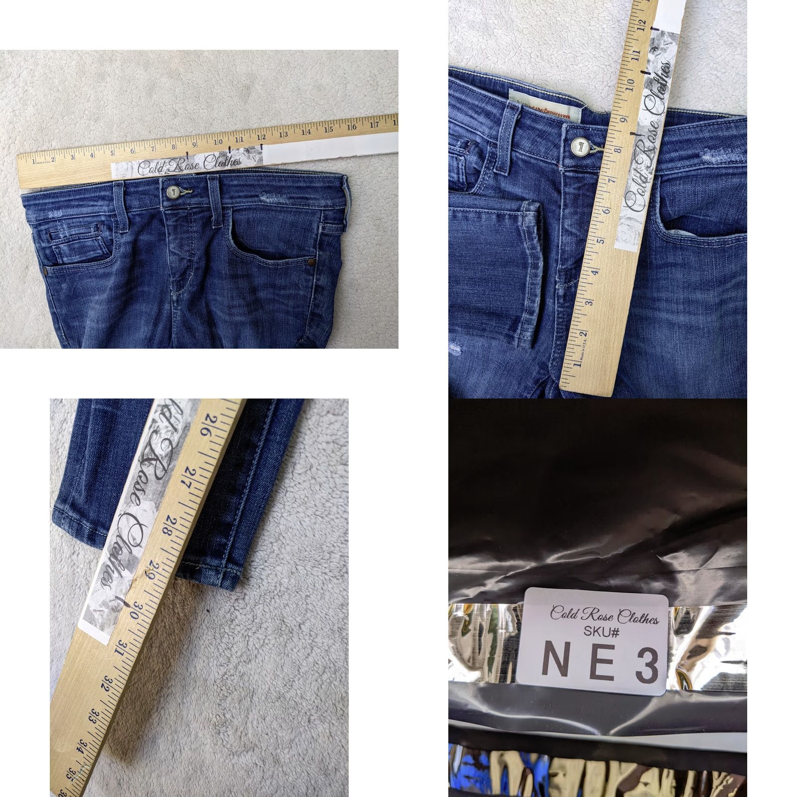 Vintage Pilcro and the letterpress Womens Jeans 28 Slim Skinny Low Rise Distressed Patch Blue Denim - Mens? Women? Size 24" / US 00 / IT 34 - 8 Thumbnail