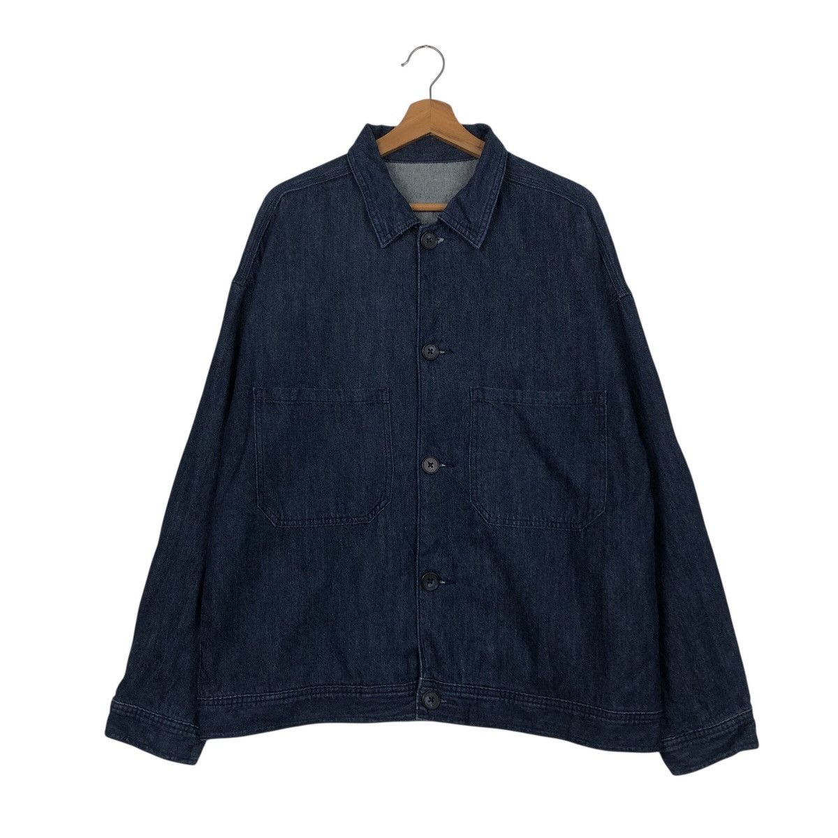 Japanese Brand 📌Vintage Denim Biker Chore Jacket Gu Indigo Issey Miyake Size US L / EU 52-54 / 3 - 2 Thumbnail