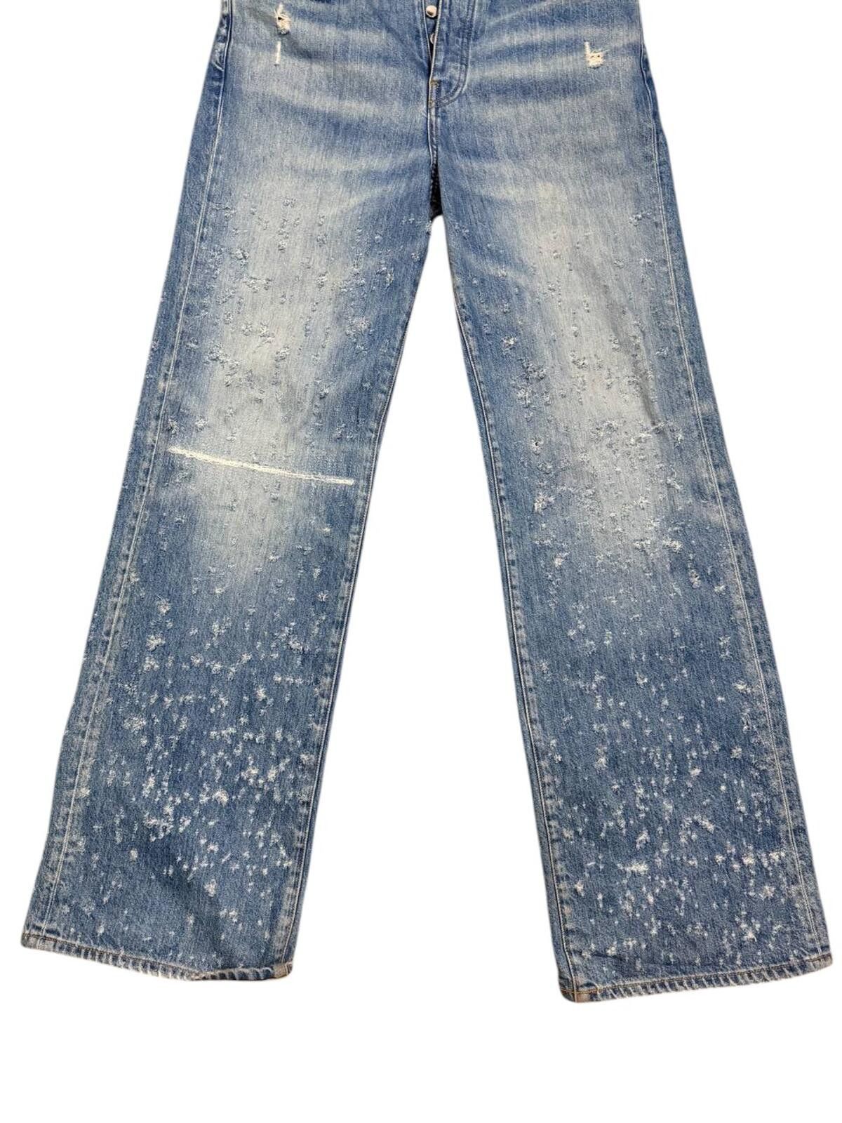 Amiri Amiri Destroyed Shotgun Wide Leg Jean Blue Size 29 Size US 29 - 3 Thumbnail