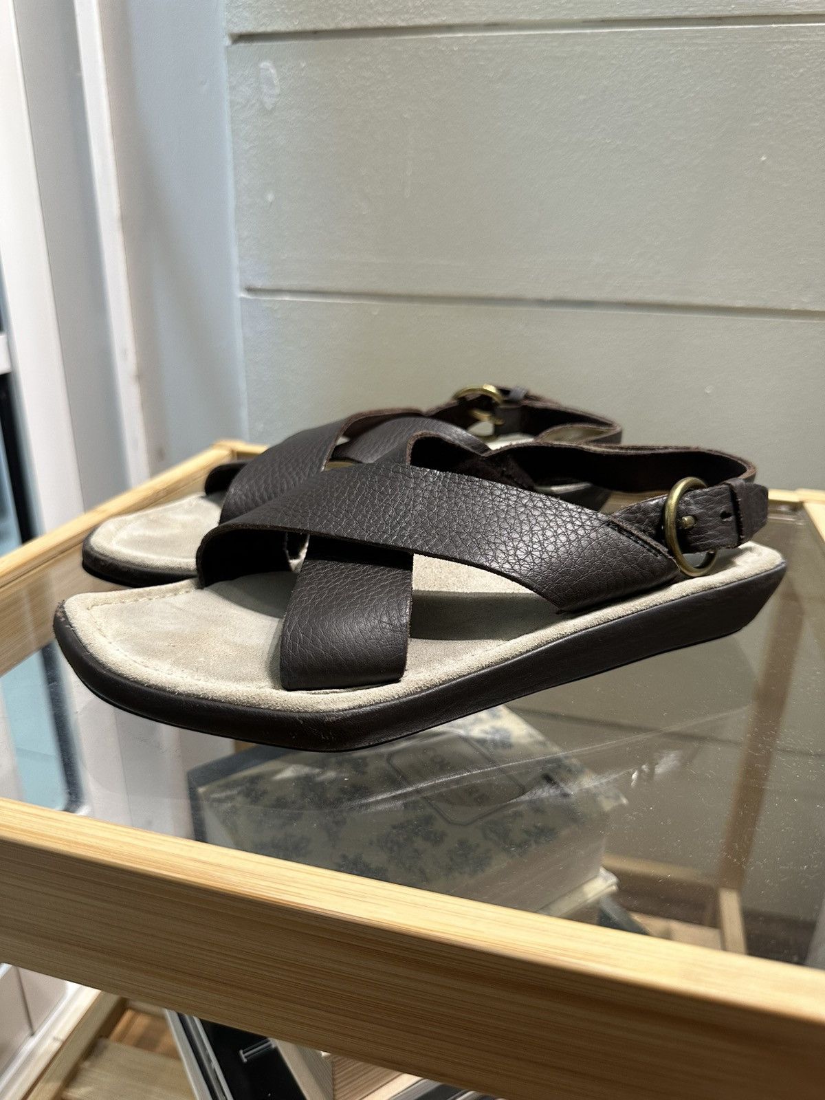 Miu Miu × Prada Miu Miu Brown Leather Vintage Size 36.5 Made in Italy Sandal Size US 6.5 / IT 36.5 - 3 Thumbnail