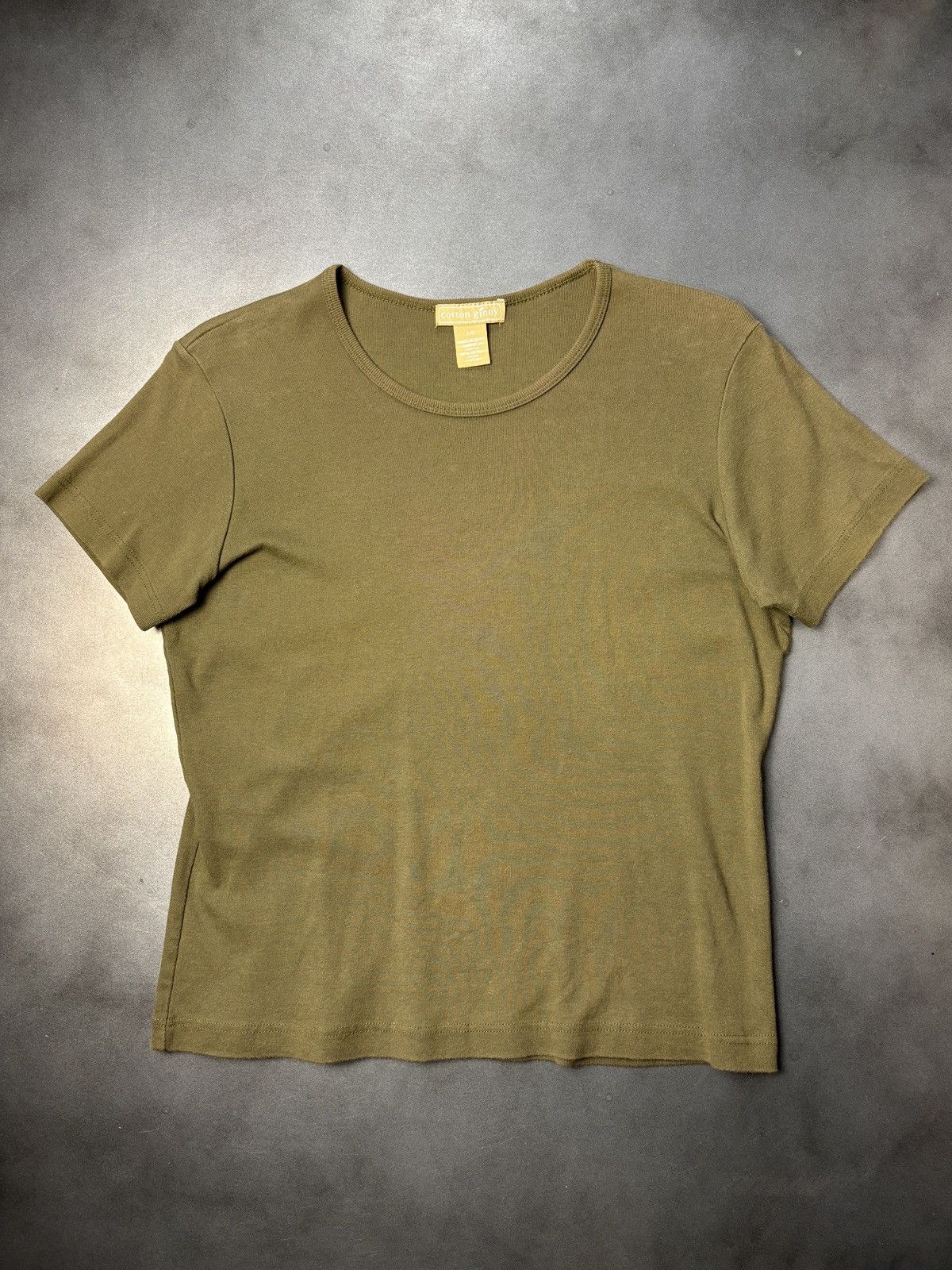 Vintage Y2K 2000s Vintage Tee Drab Olive Green Stretch Jil Sander Size L / US 10 / IT 46 - 2 Thumbnail