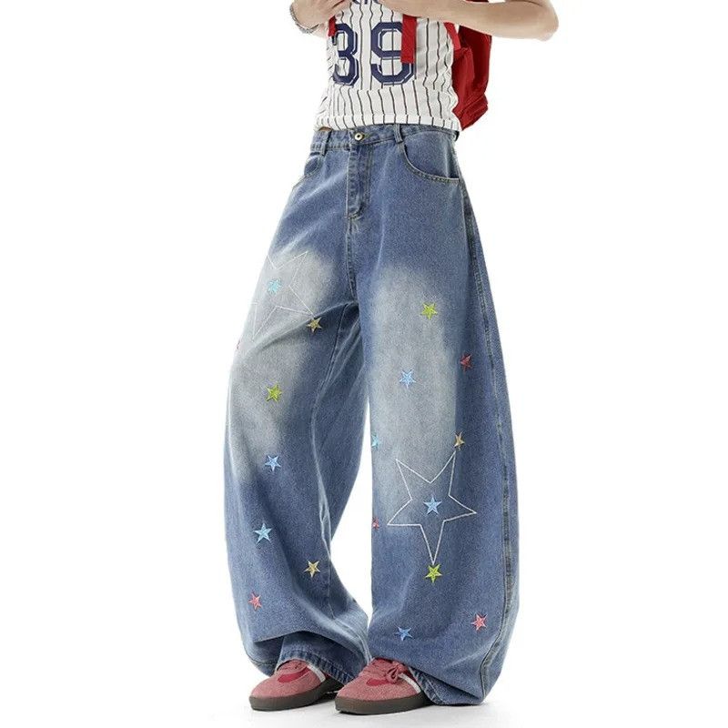 Japanese Brand American Style High Street Star Embroidery Jeans Size US 33 - 5 Thumbnail