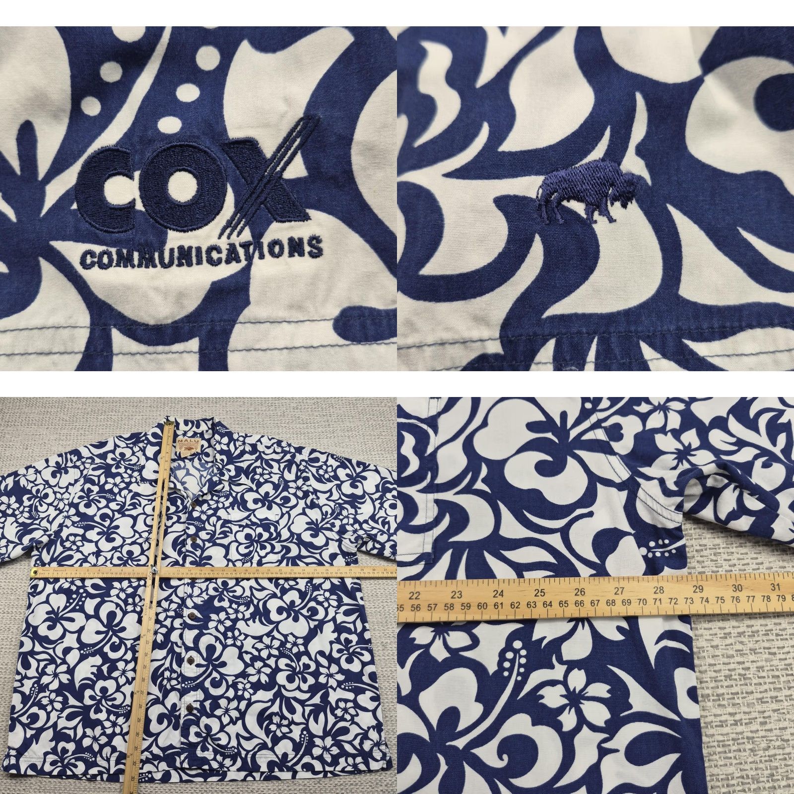 ALOHAS NALU Shirt Mens 2XL Button Up Blue Hawaiian Aloha Floral COX Communications Size US XXL / EU 58 / 5 - 8 Thumbnail